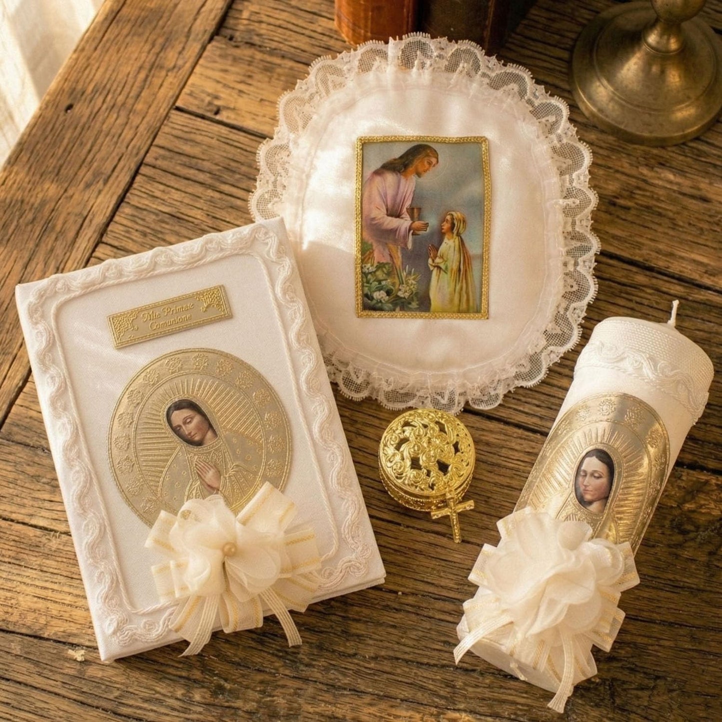First Communion Bible and Candle Set in Spanish - Biblia y Vela de Primera comunión para niña - Vela para Primera comunion niña - First Communion Candle Set for Girl - recuerdos de Primera comunion