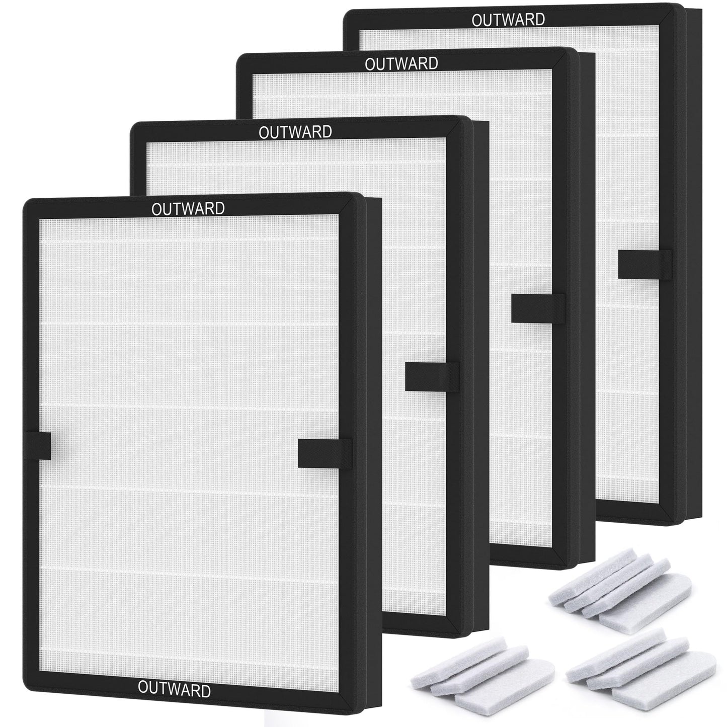 FCFMY 4 Packs E-200 True HEPA Replacement Filter Compatible with LUNINO E-200 Air Cleaner Purifier for Home Large Room up to 1740sq.ft with Extra 10 pcs Aroma Pads