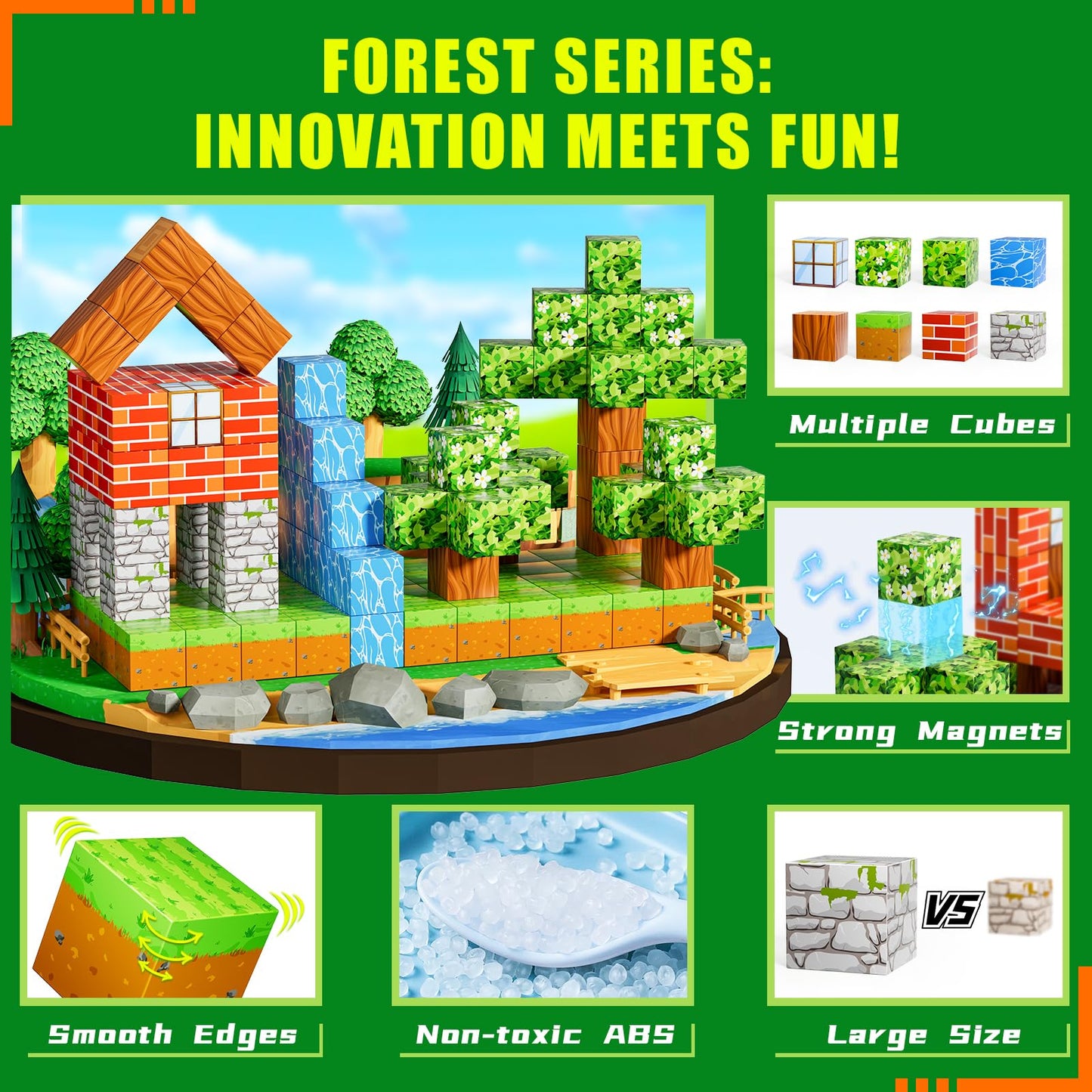 120PCS Magnetic Blocks - Build Magnet World Edition, Magnetic Blocks for Kids Ages 3-5, 4-8, 8-12, for Boys & Girls, STEM Montessori Sensory Toys for Toddlers Gifts for 3+ Years Old