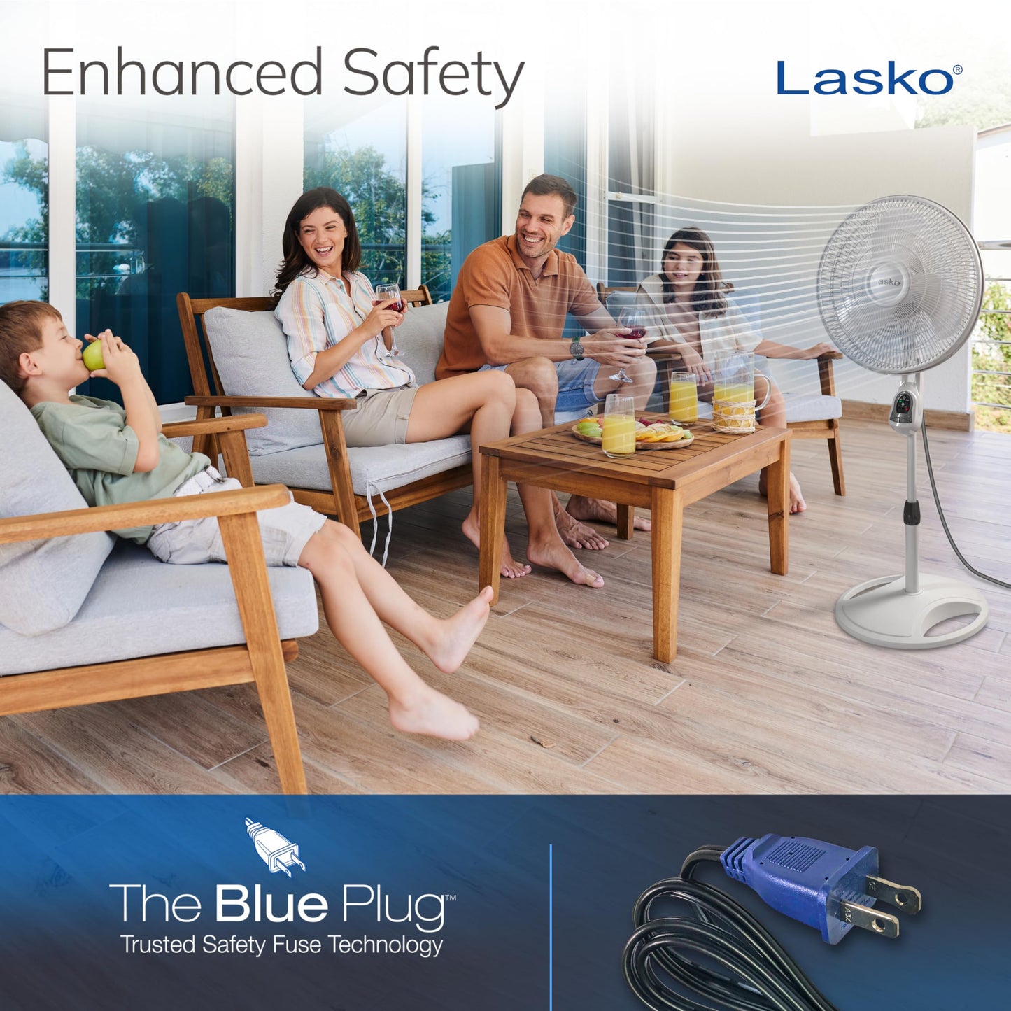 Lasko Oscillating Adjustable Pedestal Stand Fan with Timer and Remote for Indoor, Bedroom, Living Room, Home Office & College Dorm Use, 16 Inch, White, 1646