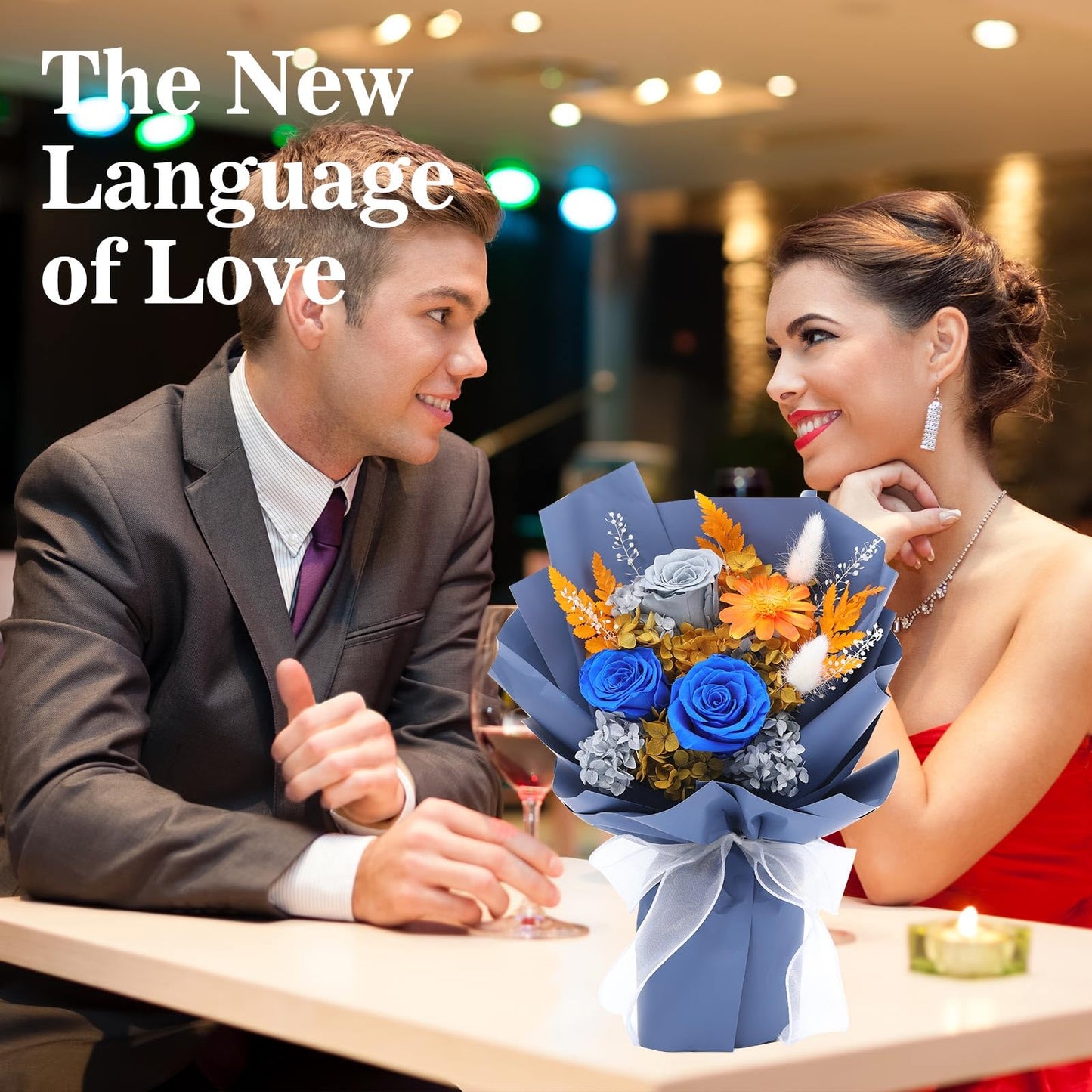 Jtoder Forever Flowers for Delivery, Preserved Long Lasting Flower Bouquets, Blue Rose Bouquet for Mom, Wife or Girlfriend on Festivals Birthday Anniversary
