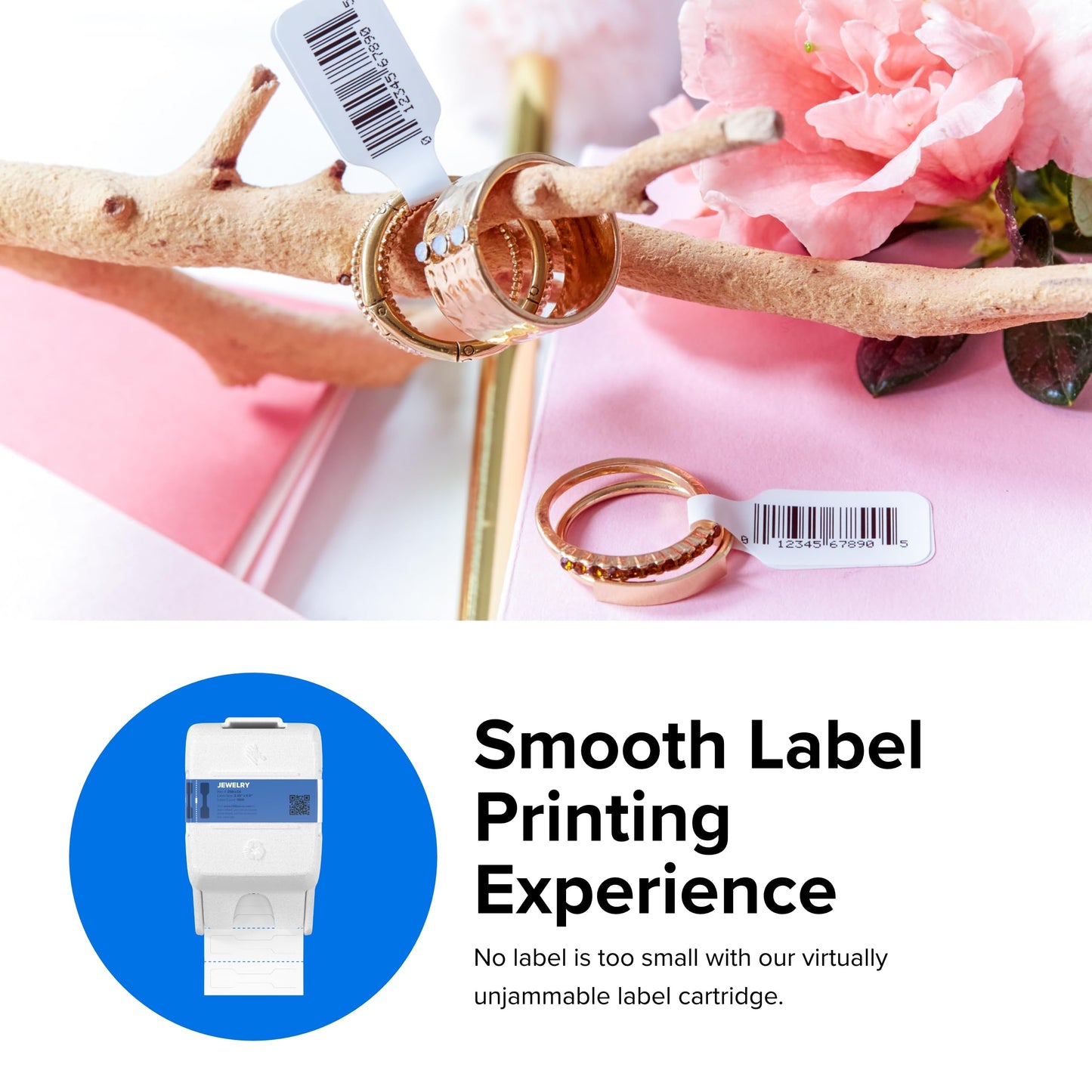 Zebra ZSB Series Labels - Potato Starch-Based Printer Label Paper - Recyclable Cartridge for Stickers - Versatile, Cloud-Based Adhesive - Jewelry, 2.25" x 0.5"