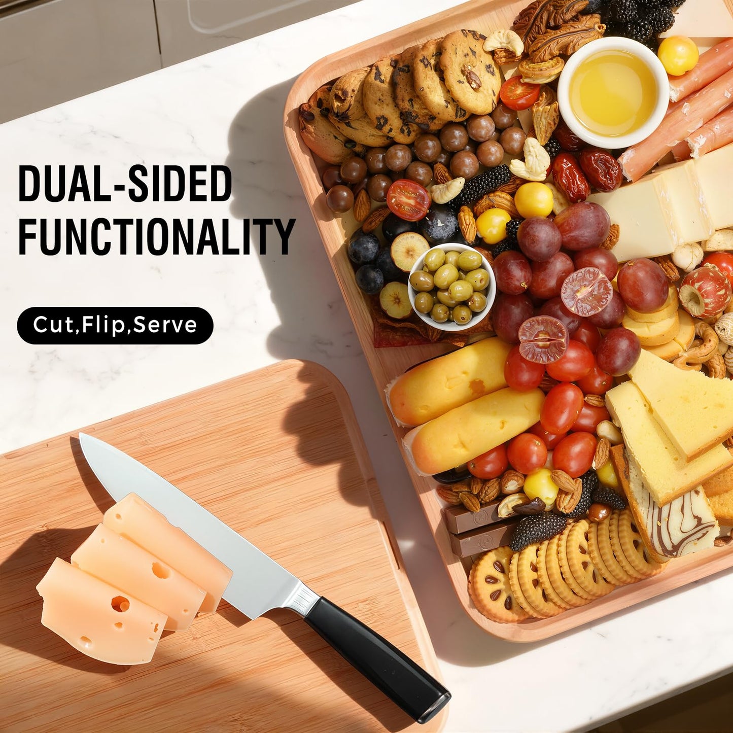 Renmxj Charcuterie Board with Clear Lid, Travel Portable Cheese Board Charcuterie Boxes Cutting Boards for Kitchen, House Warming Gifts New Home, Gifts for Women (Black, 6 Compartments)