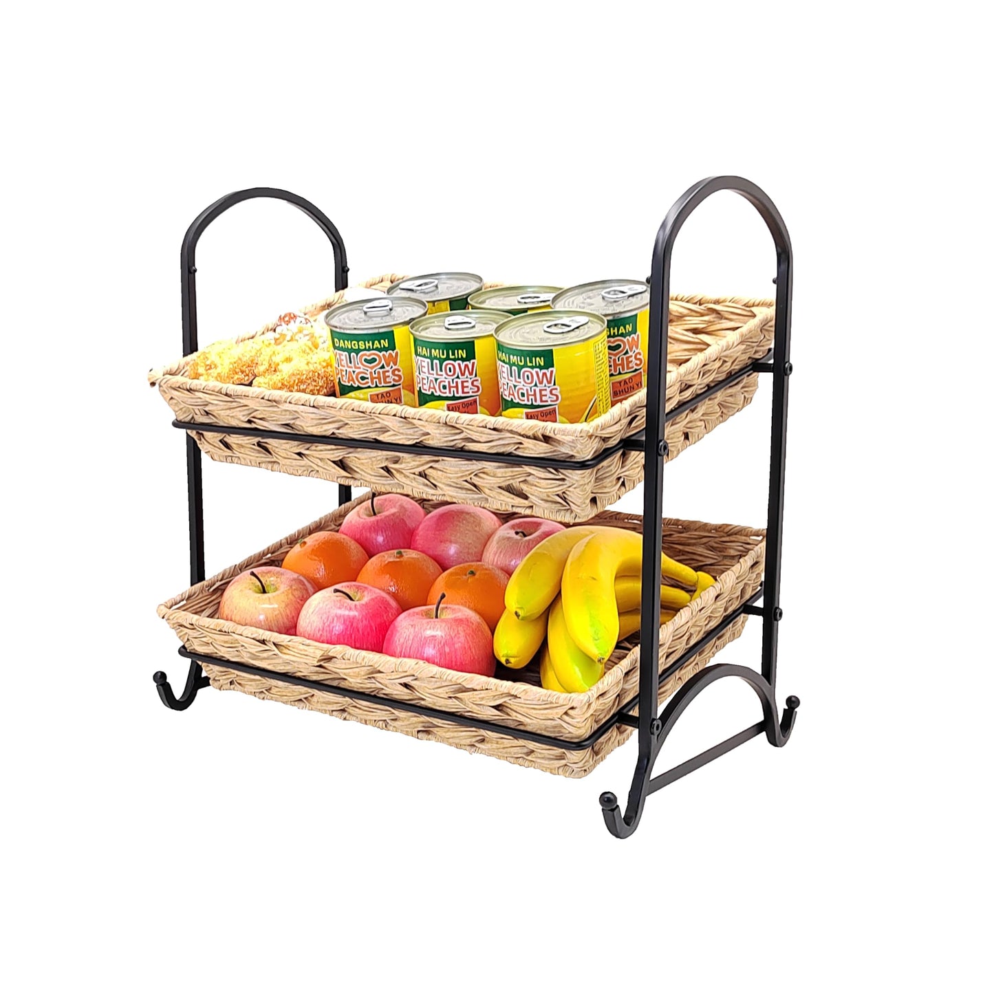 Lihou PapaQ Stackable Candy Display Rack wtih Rattan|Stackable Candy Organizer|Multi-Function Snack Rack&Shelf for Chips |Perfect Display Solution for Stores (Brown, Medium)