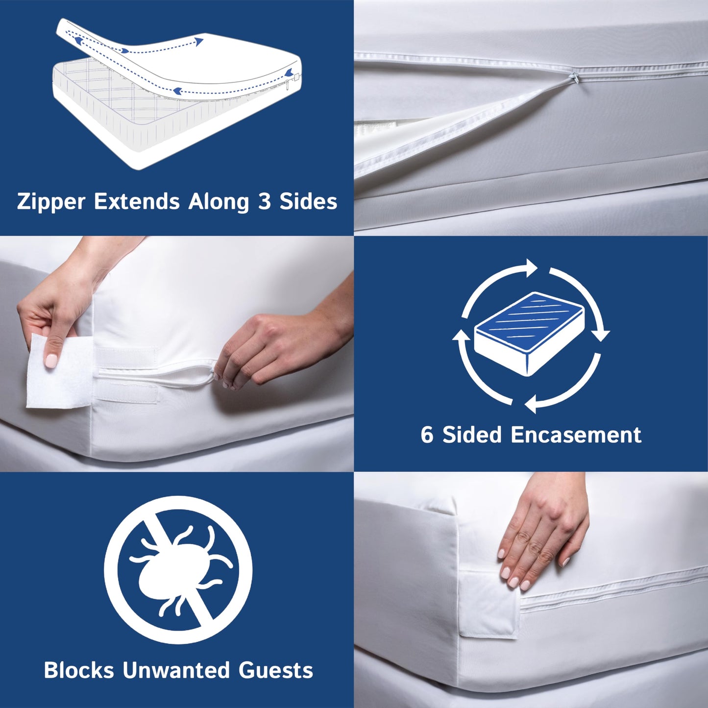 Super Deep Pocket Mattress Encasement - Queen - Zippered Bedbug Waterproof Protector for Very Deep Mattresses 20-24 inch Depth