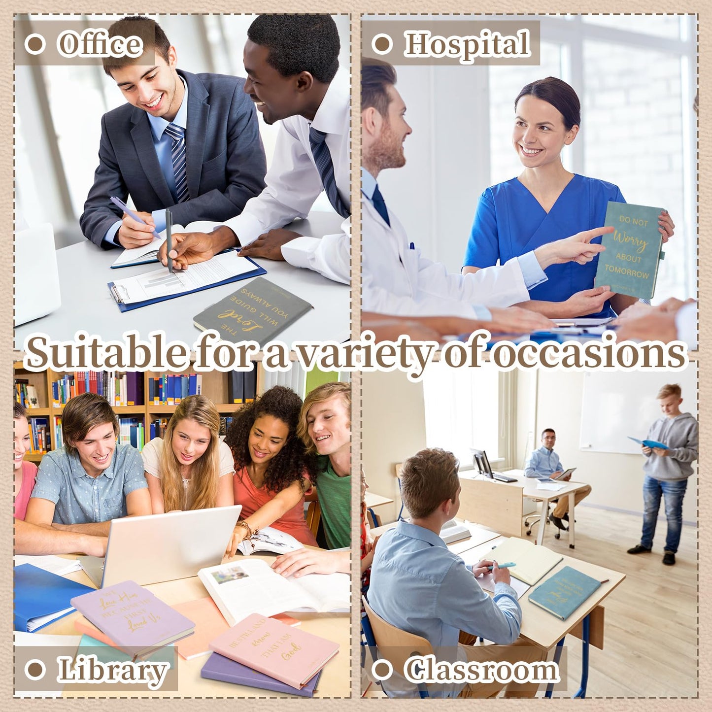 Thenshop 20 Pcs Christian Gifts for Women Bulk 10pcs Pastel Leather Christian Journals for Women Bible Notebooks with 10pcs Neutral Pens Inspirational A5 Prayer Journals for Church Gift