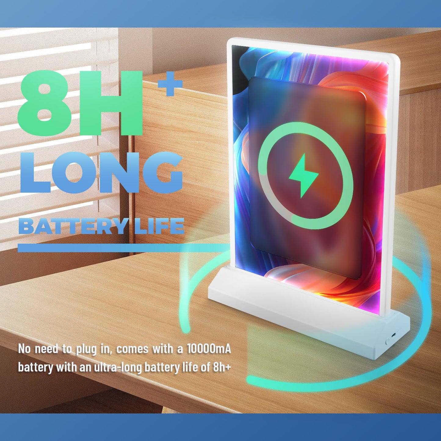Greraes Acrylic Sign Holder 8.5 X 11 Paper Stand Stand Rechargeable LED Light Glass Clear Flyer Display Holder Business & Store Sign Holders