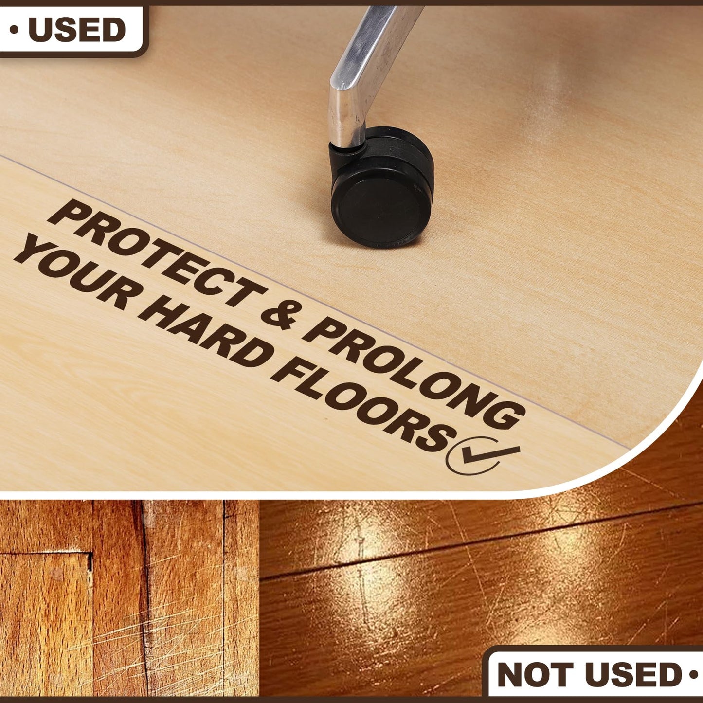 Clear Office Chair Mat, 36"x48" No Slip Vinyl Desk Chair Mat for Hard Floors, 2mm Thick Heavy-Duty Computer Floor Mat, Waterproof Rolling Chair Floor Protector for Home Office