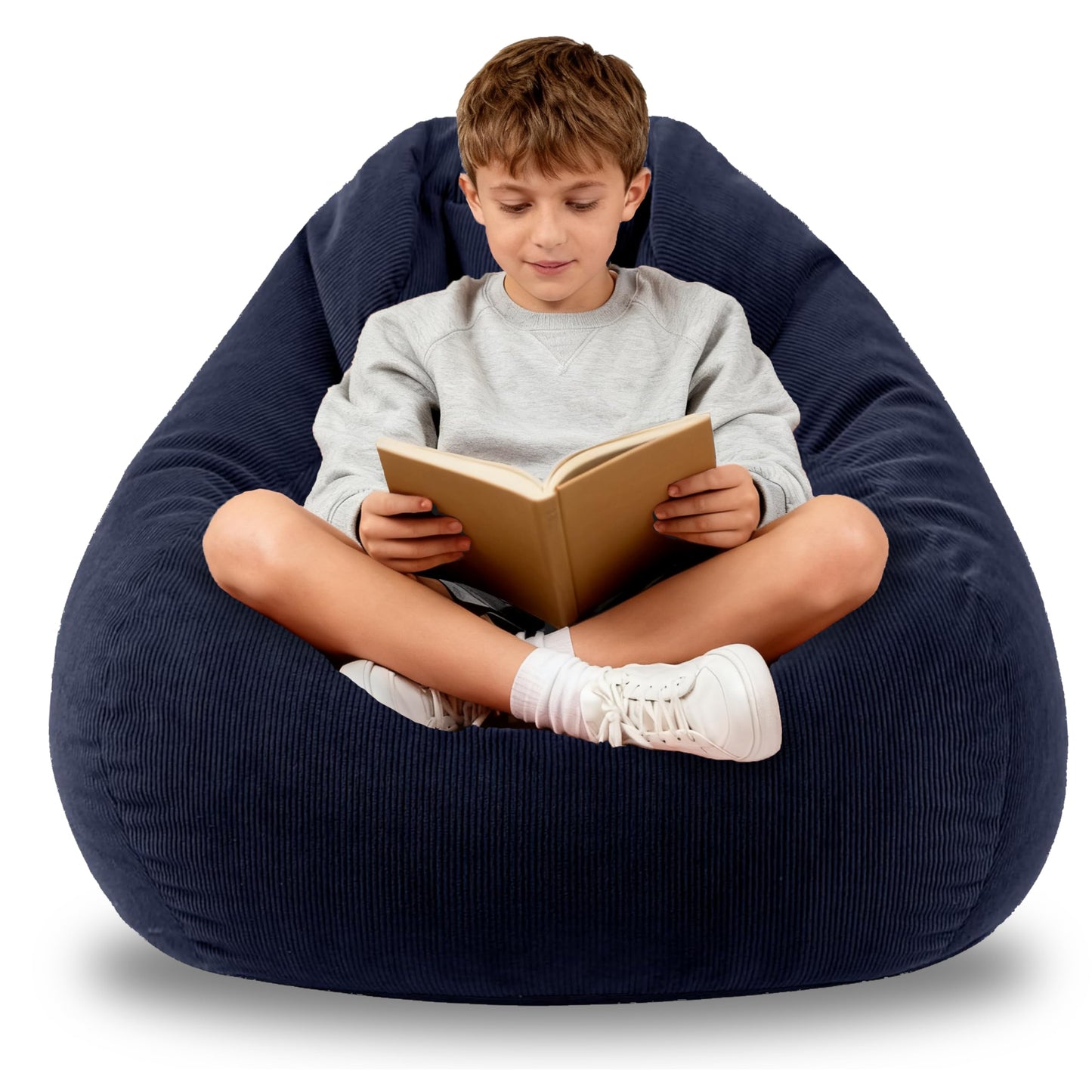 Gurxien Bean Bag Chairs for Kids Chair Round Sofa Memory Foam Filling Reading Gaming Sofa for Living Room Bedroom