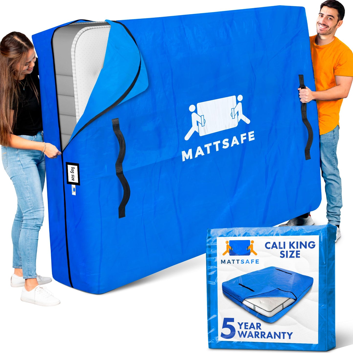Nordic Elk Mattress Bags for Moving and Storage (Cali King, Cal King) Heavy Duty Moving Supplies, 8 Sturdy Handles, Strong Zipper, Mattress Cover Bed Bags, Storage Cover Essentials Packing Protector