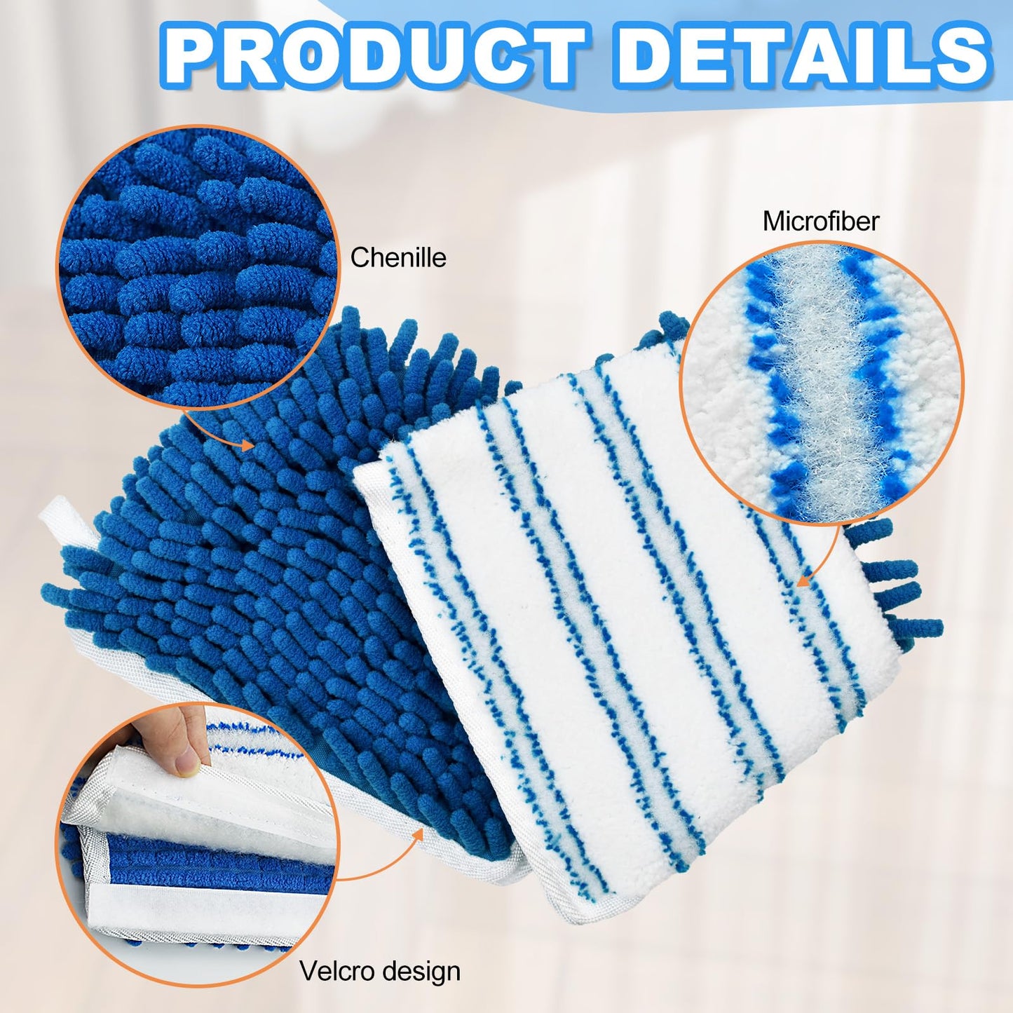 Microfiber Mops for Floor Cleaning, Flat Mop with 3 Reusable Pads and Extendable 58" Long Handle for O Cedar Dual-Action Microfiber Flip Mop , Dust Mop for Hardwood Floors, Wet & Dry Use