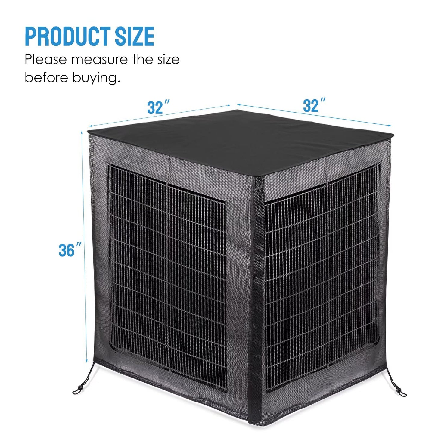Joiish Air Conditioner Cover for Outside Units, 32" x 32" x 36" Mesh Cover with 600D Detachable Waterproof Top, All Seasons Outdoor Central AC Protector Against Leaves, Weeds, Cottonwood and Debris