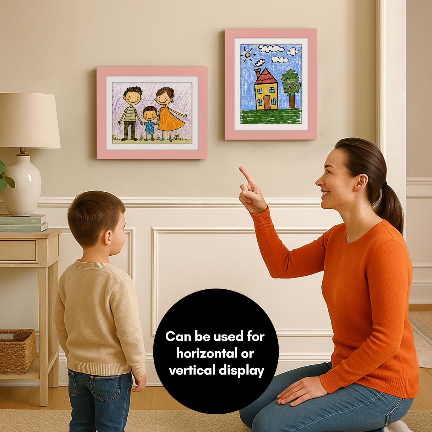 Americanflat - 2 Pack - Kids Artwork Frame Changeable (Pink) - Magnetic Door Holds 100 Art Pieces - 8.5x11 Letter Size Display with Mat or 10x12.5 Without Mat - My Mini Masterpiece