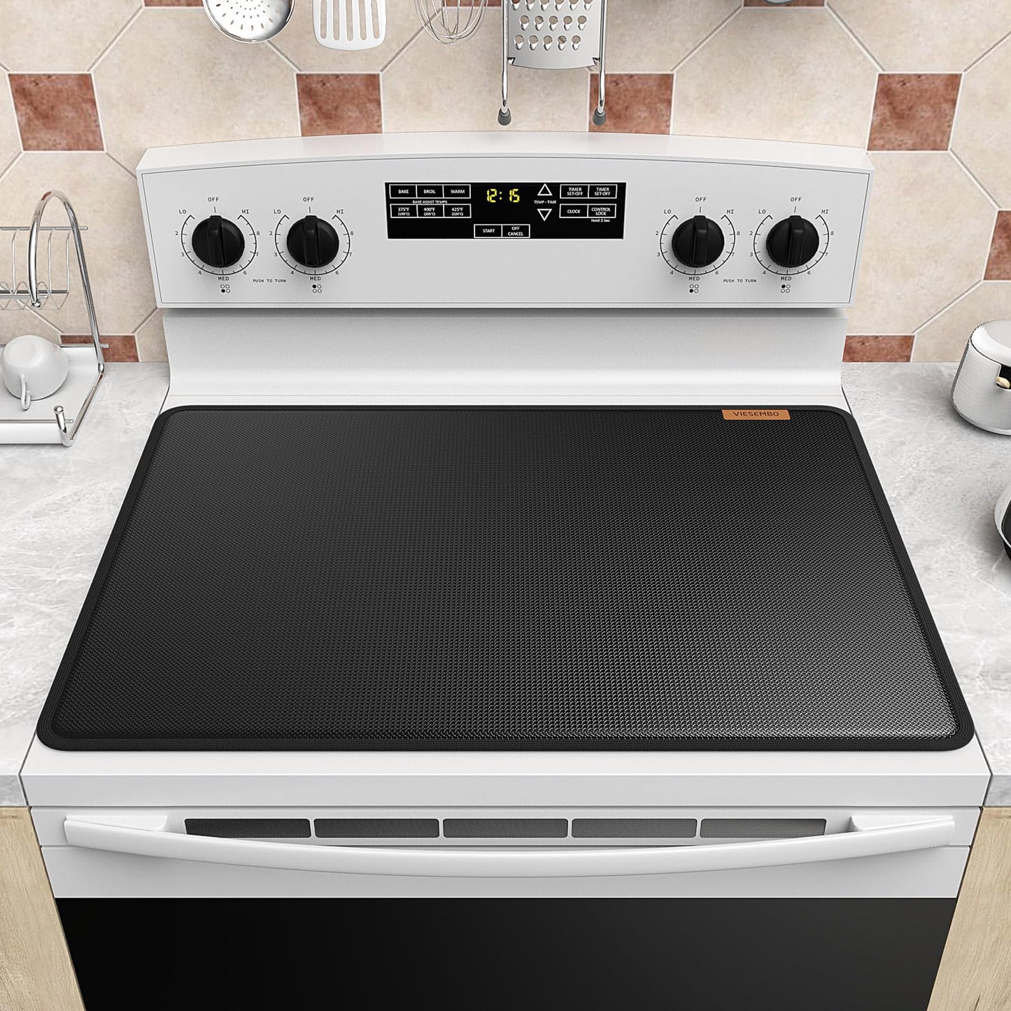 VIESEMBO Thicken Stove Covers, 29.5x21 Inch Heat Resistant Mat for Glass Stove Top Protector, Kitchen Induction Cooktop Flat Protector