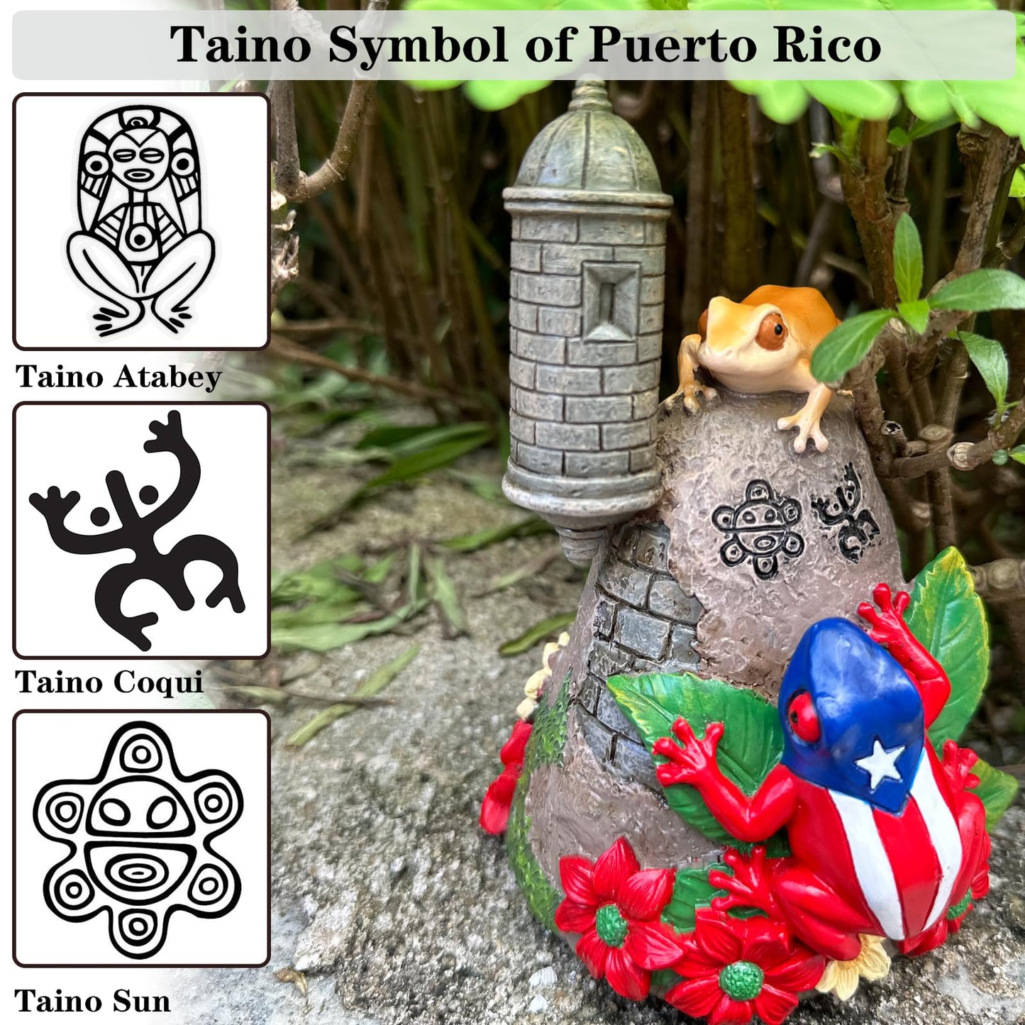 JULYSVE Limited Edition Puerto Rico Souvenirs, Puerto Rican Coqui with Sound, Boricua Themed Atabey Taino Goddess, Coqui Taino Sun Symbol, Old San Juan Garita Morro Taíno Art, Battery Not Included