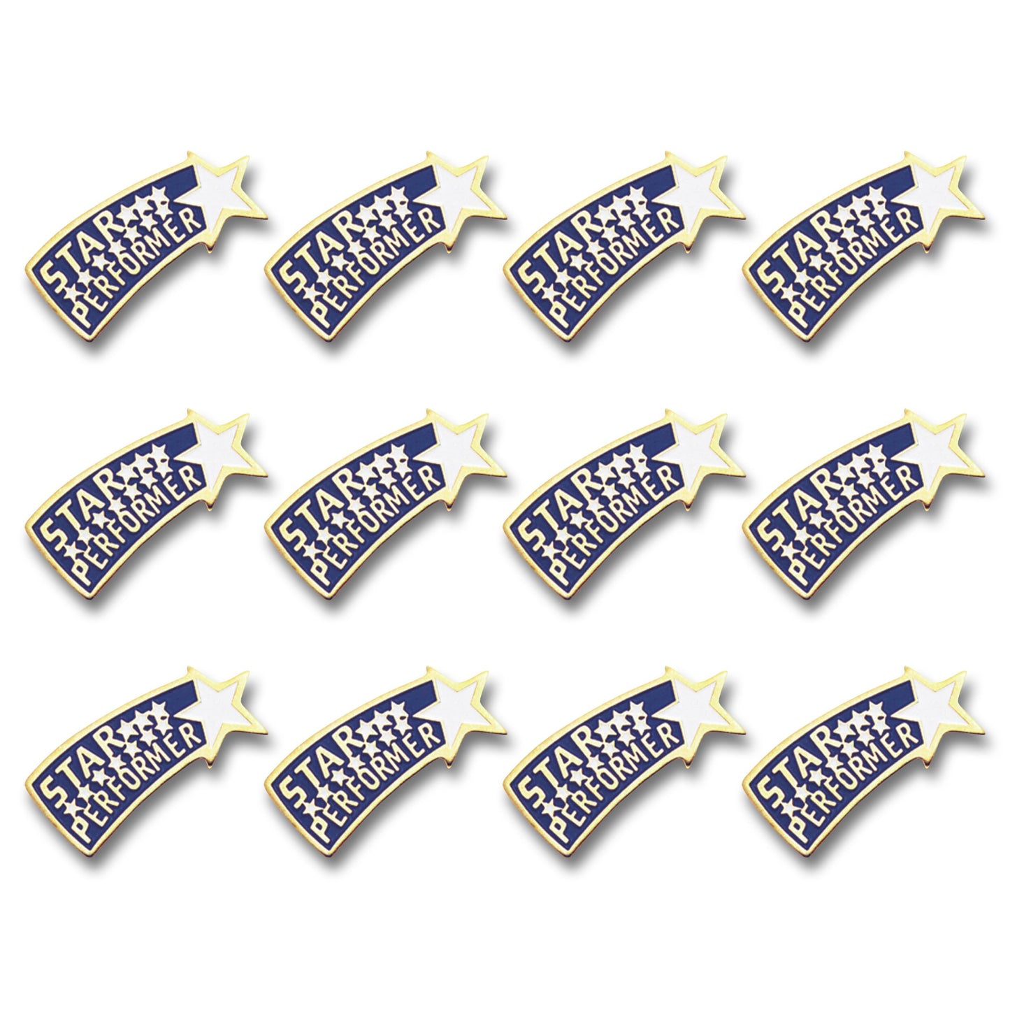 SHOP AWARDS AND GIFTS Star Performer Lapel Pins for Employee of the Month, Staff Recognition, Volunteer Appreciation, Student Awards, Bulk Pack of 12, Poly Bagged, 7/8 Inch