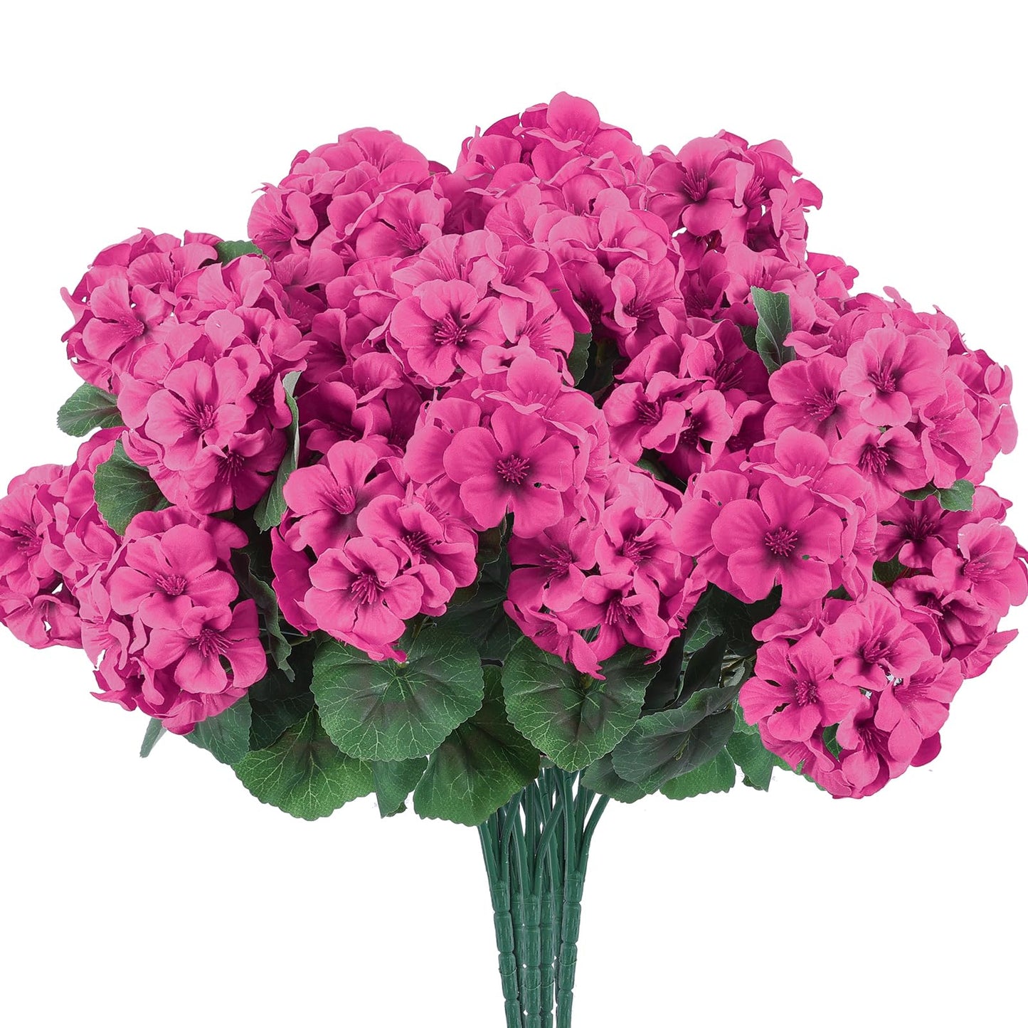 Hananona Artificial Geranium Flowers for Outdoors Geranium Silk Flowers Outdoor UV Resistant Garden Plants Faux Flowers for Home Kitchen Table Centerpieces Decor (12, Rose Red)