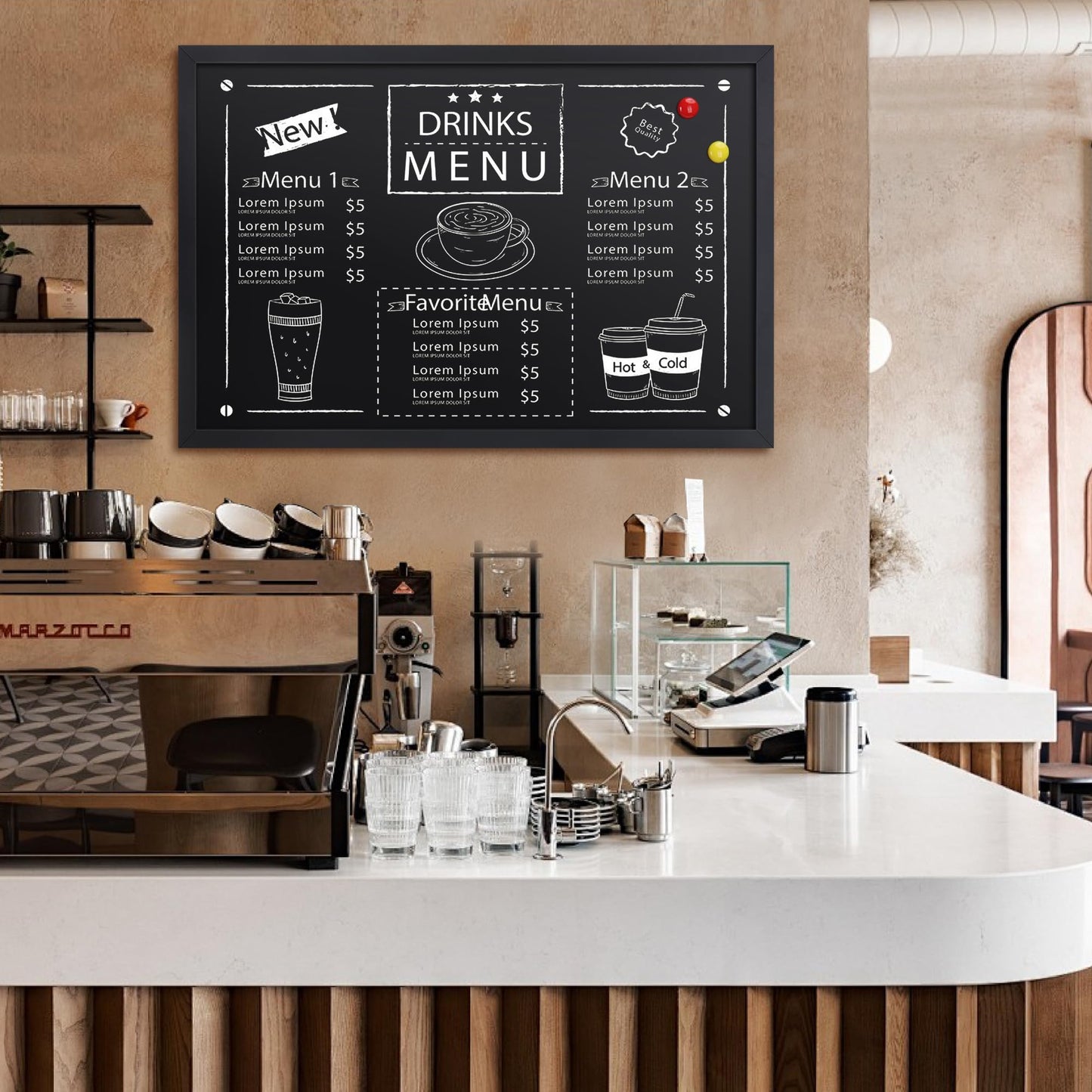 SELEAD Magnetic Chalkboard Words Sign - 24" x 36" Large Black Frame Wall Decor Bulletin Chalk Board for Menu, Business, Restaurant, Home Office