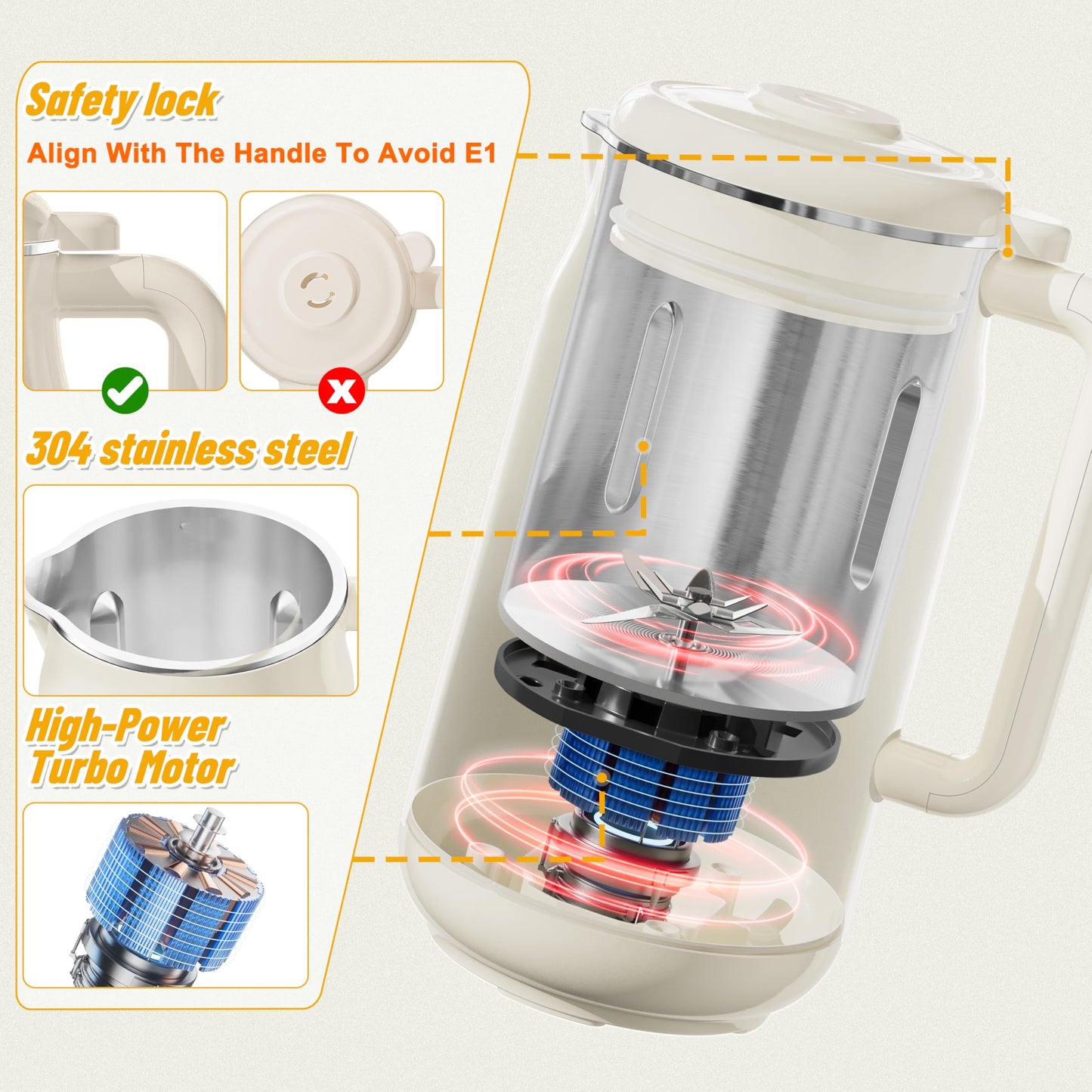 Arcmira 10 in-1 Automatic Nut Milk Maker Machine 42oz 10 Blade Homemade Almond, Soy, Oat, Juice, Plant-Based and Dairy Free Beverages, Soy Milk Maker with LED Panel/Delay Start/Keep Warm/Self Clean