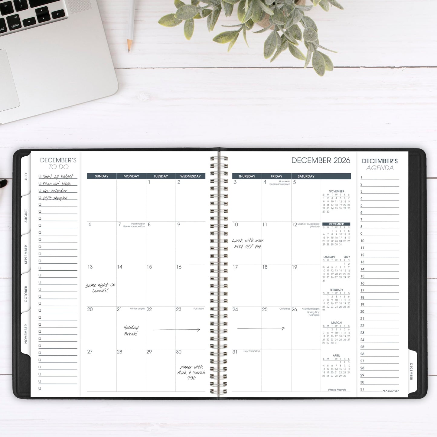AT-A-GLANCE 2026 Appointment Book Planner, Weekly & Monthly, 8-1/4" x 11", Quarter-Hourly, Triple View, Black (70950V0526)