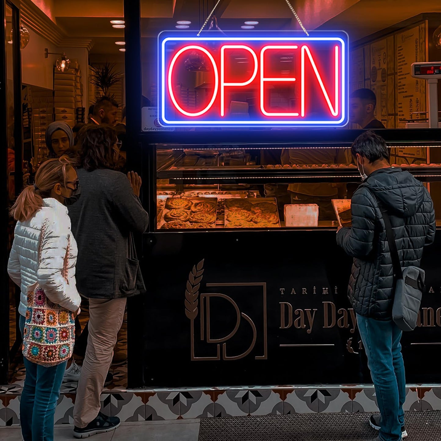 22" X 11" Led Neon Open Signs for Business, Large Open Signs, Plug In Electric Light Up with ON/OFF Switch, Ultra Bright Open Sign for Bar Salon Coffee Stores Club Hotel
