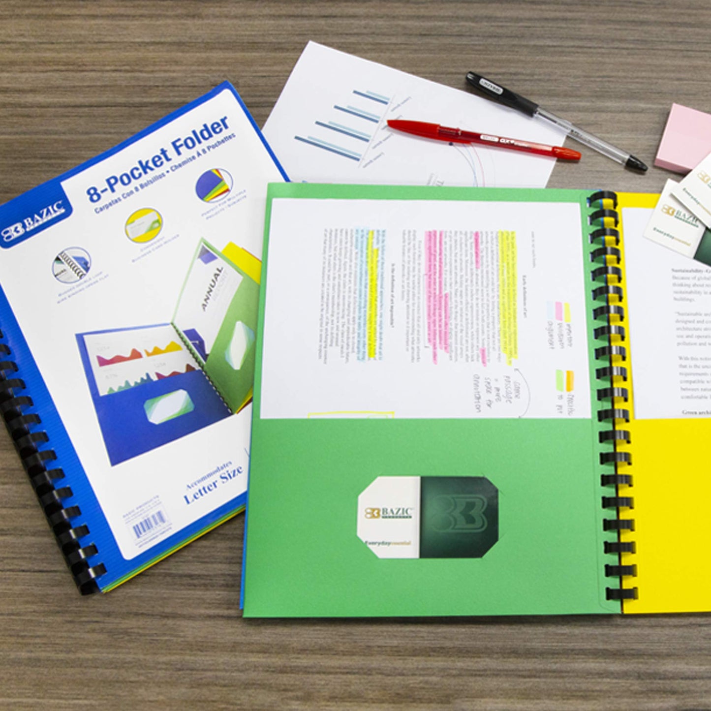 BAZIC Products Presentation Folder, 8 Pocket, Letter Size, Cs/12