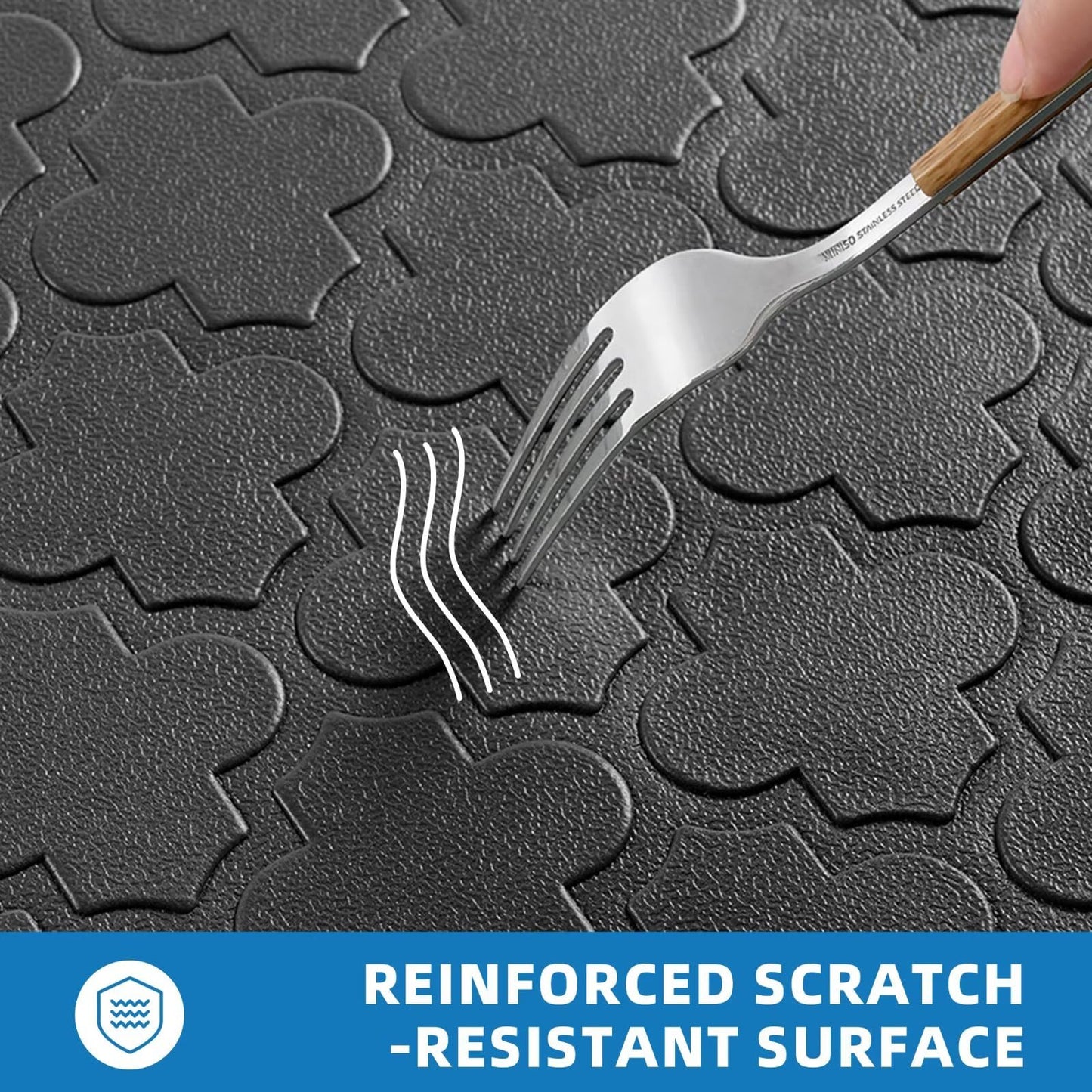 StepAura Kitchen Mats for Floor 2 Piece - Anti Fatigue Mats for Kitchen Floor - Non Slip Cushioned Rugs for Standing, Office, Sink, Laundry, Black