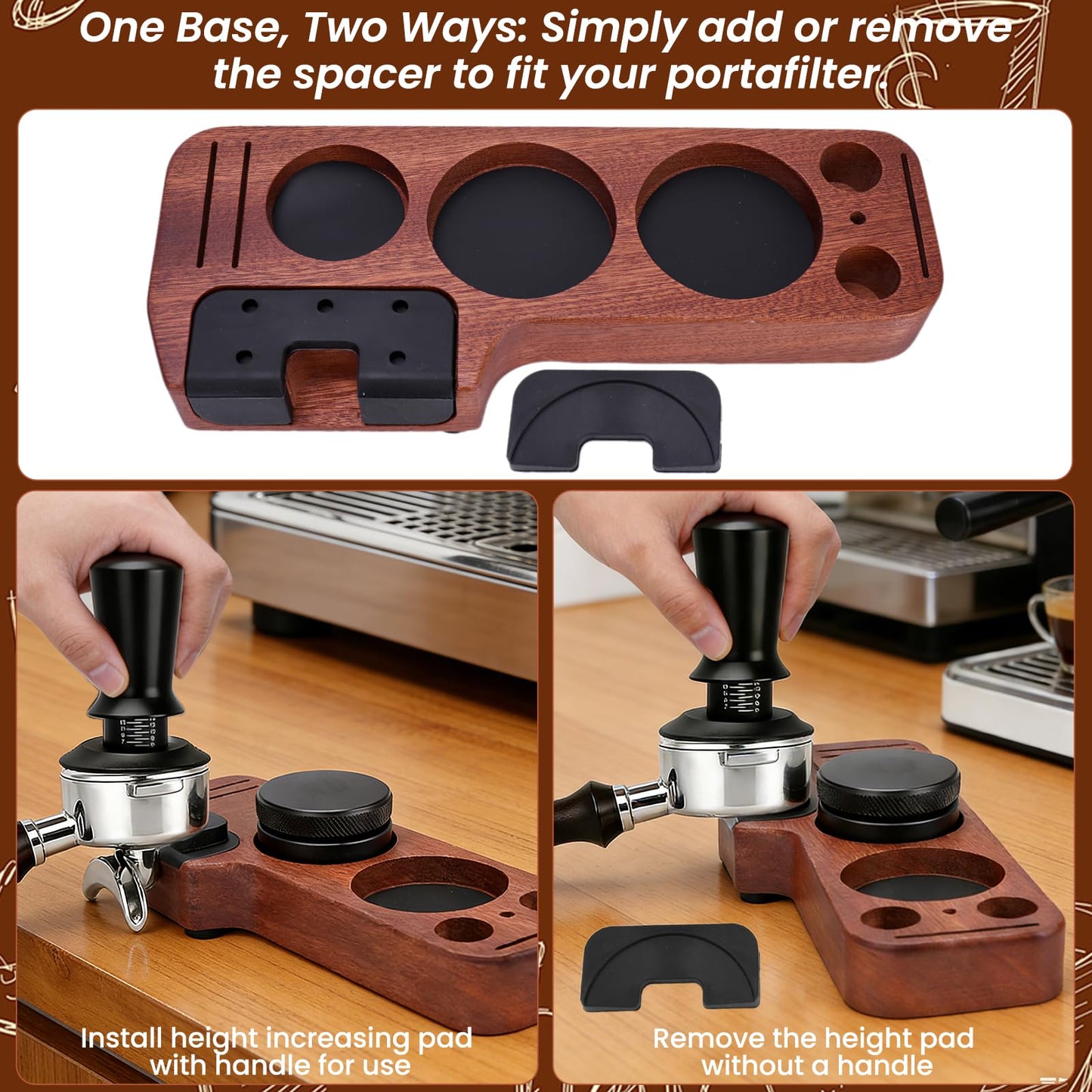CEILUPY 9 Pack Espresso Tamper Station&Coffee Distributor Tamper&Espresso WDT Stirrer&Coffee Tamping&Brush&Coffee Dosing Funnel&Espresso Puck Screen, Latte Art pen and Towel (54 mm)