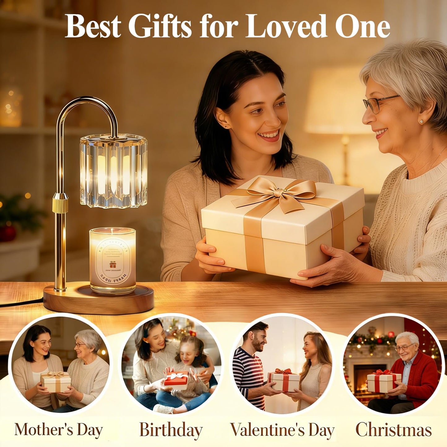 Lukasa Candle Warmer Lamp, with Timer Dimmer Adjustable Height, Home Decor, Room Decor, Wax Melt Warmer for Candles, Gifts for Mom, Birthday Gifts for Women