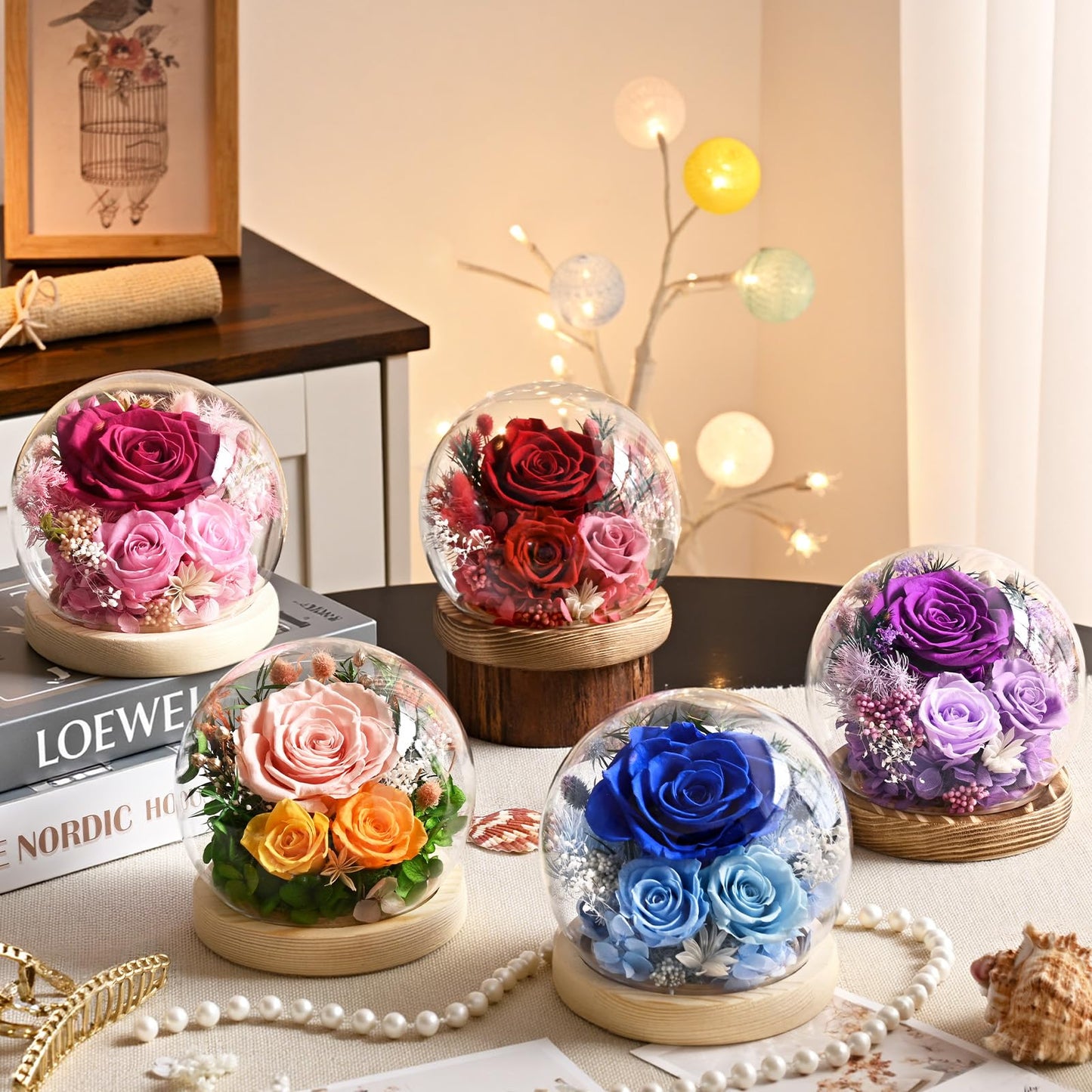 Waipfaru Flowers for Delivery Prime, Forever Fresh Preserved Flowers in Glass Dome, Eternal Purple Rose for Mother Birthday Gifts, Best for Women Girlfriend