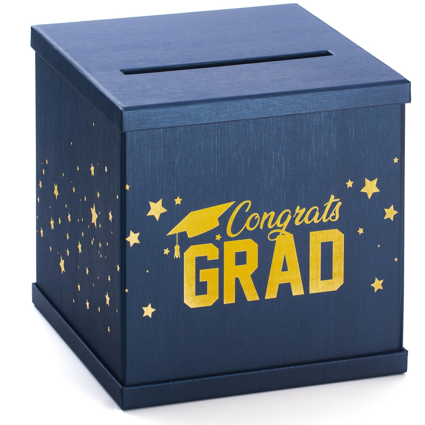 Blue & Gold Graduation Card Box, Large 10x10 Navy Blue Congrats Grad Gift Card Box Holder, Grad Party Favors, Envelope Money Basket, College Graduation Decorations 2026, Party Decor, Table Centerpiece