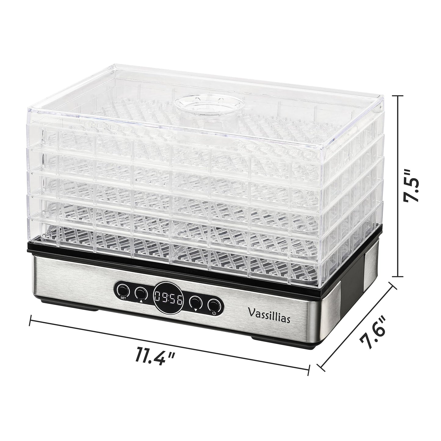 Food Dehydrator Dryer - Dehydrator for Healthy Food, Meat, Jerky, Fruit, Vegetable, Mushroom and Herb, 400W, 158°F, Mini Dryer with 5 BPA-Free Drying Racks and Slide Out Tray, White, Model 904
