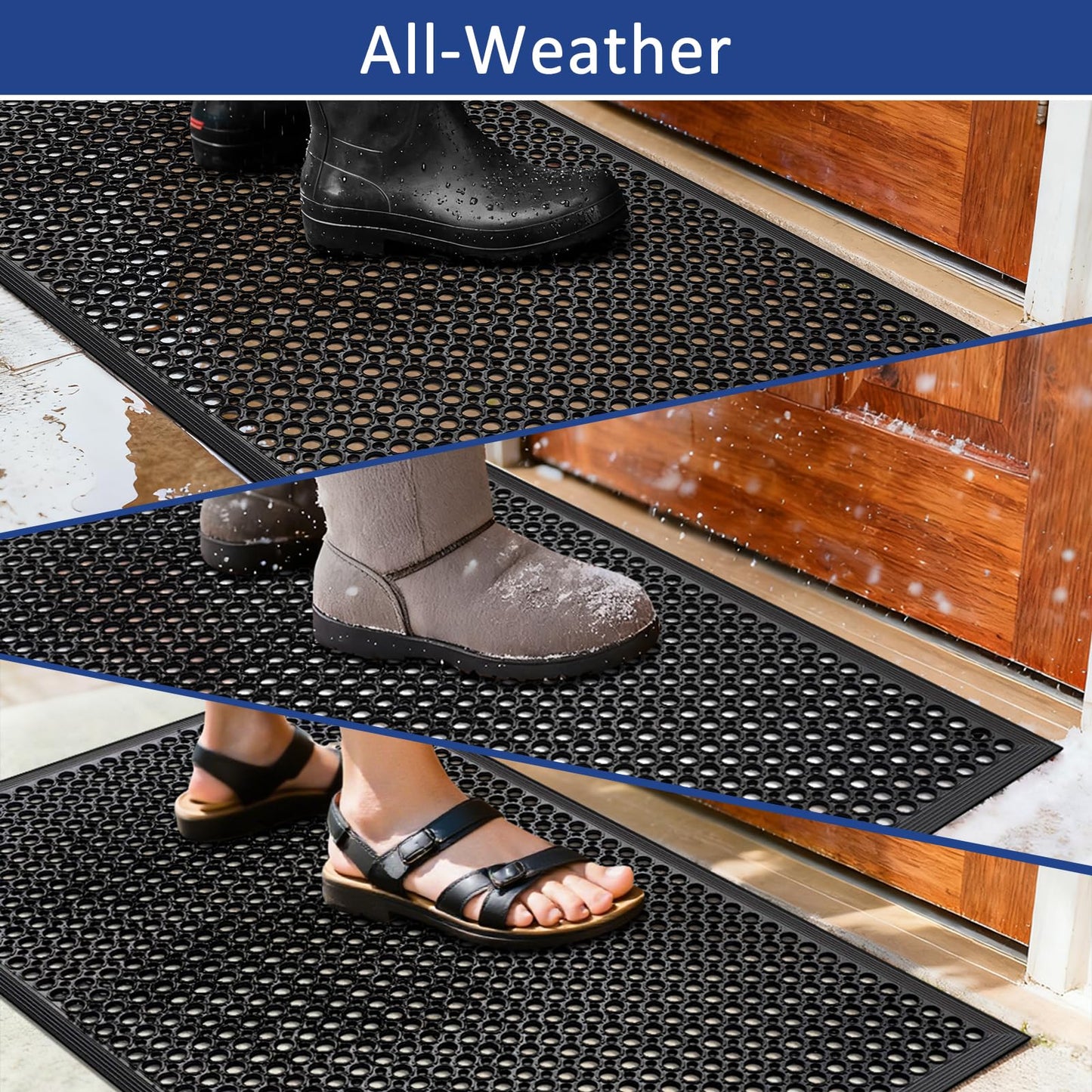 Rubber Floor Door mat Anti-Fatigue Commercial Restaurant Floor Mats 36" x 60" New Heavy Duty Non Slip Rubber Kitchen Drainage Mat Black Bar Floor Mat