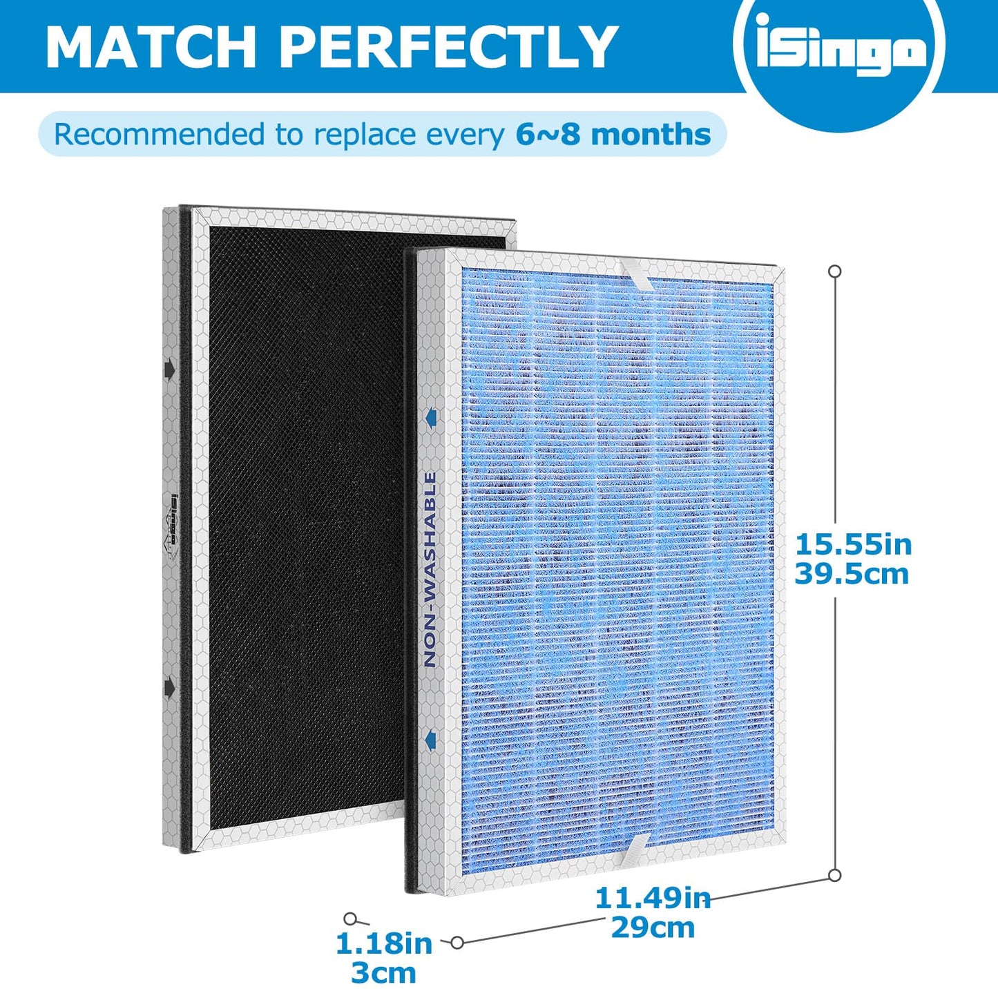 MSA3 Replacement Filter, Compatible with Membrane Solutions MSA3/MSA3S Air Purifier,【Upgraded】3-in-1 Filter, 2-Pack - Standard Version