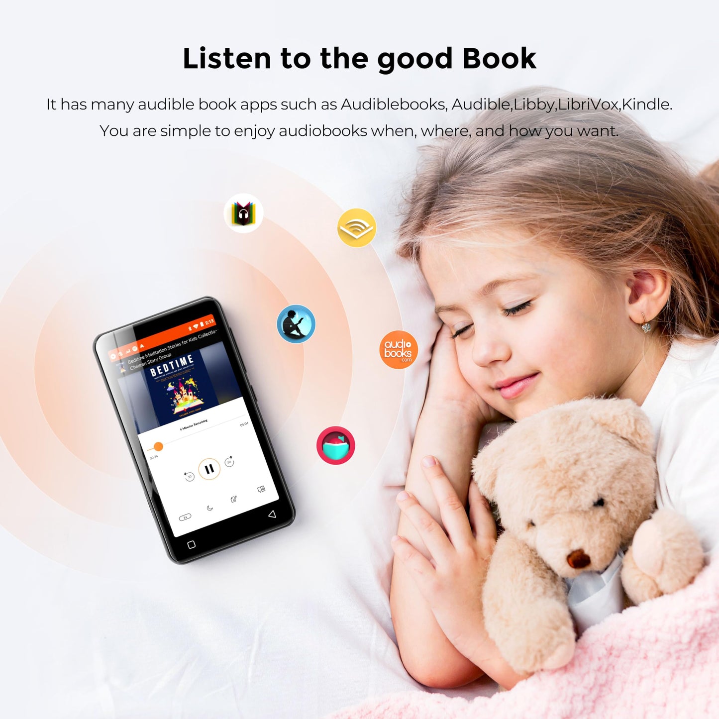 160GB MP3 Player with Bluetooth and WiFi, innioasis Music Player with Spotify,Pandora,Amazon Music,4" Touch Screen Android MP4 MP3 Player for Kids with Libby,Audible,Spotify Kids(Black)
