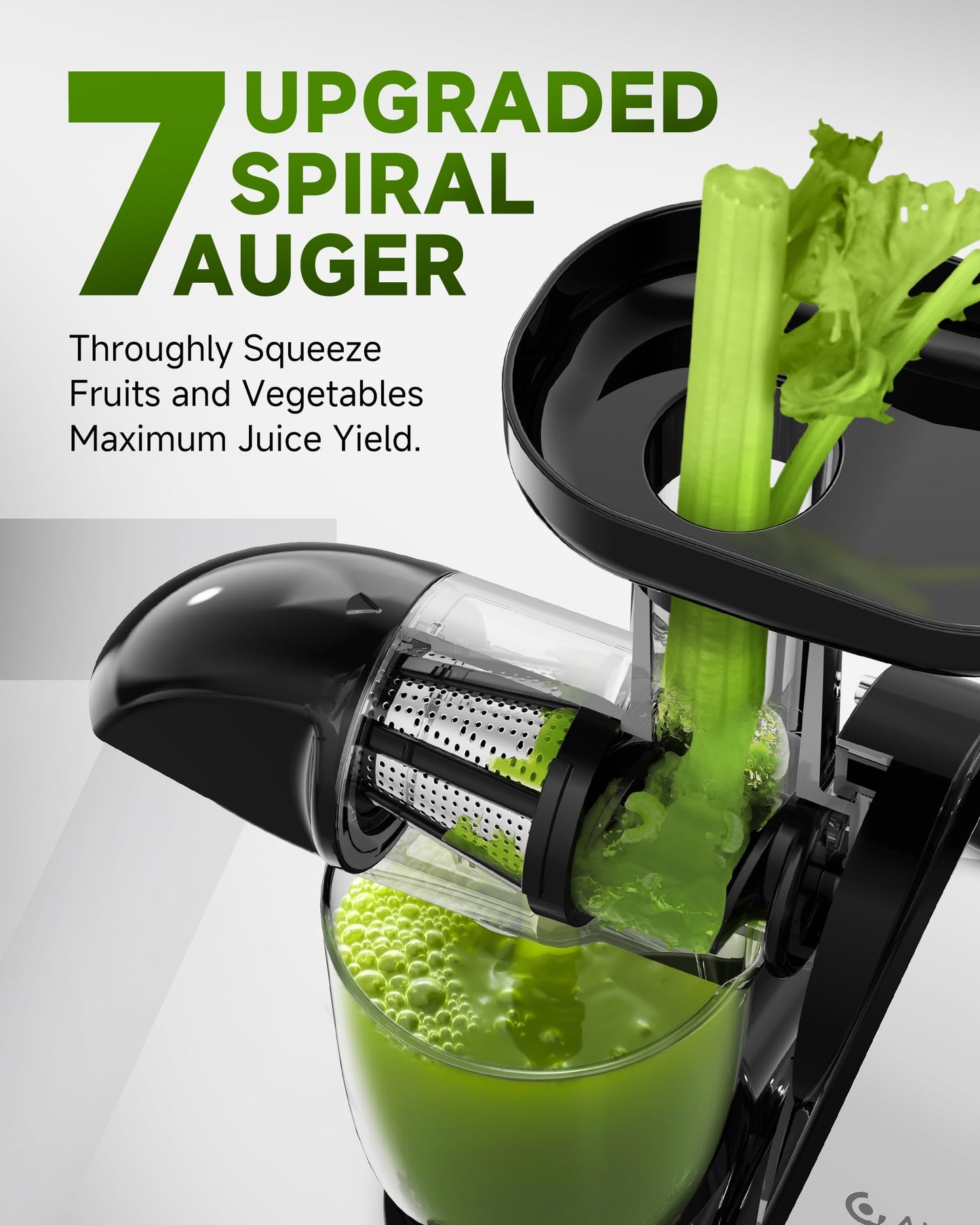Juicer Machines - AMZCHEF Cold Press Masticating Juicer whole Fruit and Vegetable - Delicate Chew No Need to Filter - BPA Free Juice Extractor with 2 Cups and Brush- Pear White