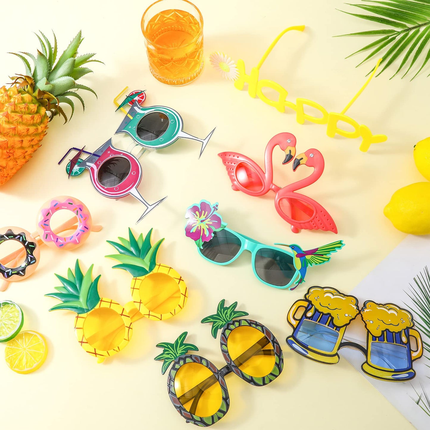 Marsui 48 Pairs Funny Sunglasses Hawaiian Glasses Bulk Luau Sunglasses Adults Party Pack Photo Booth Props Hawaiian Party Favors Accessories Summer Beach Tropical Supplies Decorations