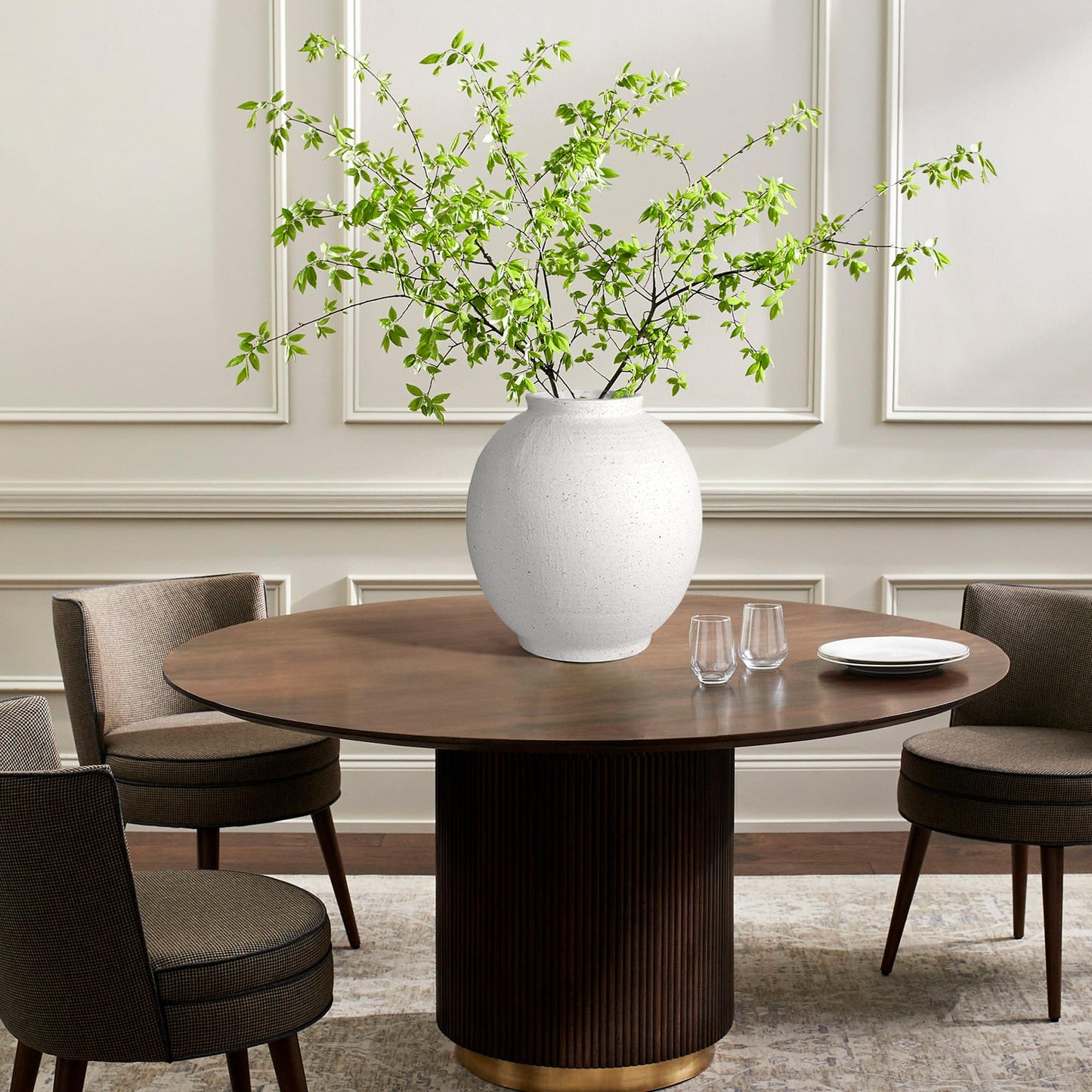 YSNN White Ceramic Large Vase - 11 Inch Round Modern Ceramic Vases,Tall Vase for Decor Living Room Table Decor and Festive Home Interiors