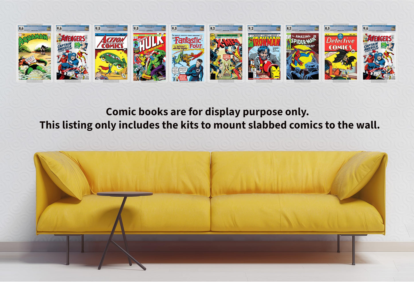 Hello LLamas SlabGrabs-Standard Fit 20-Piece Comic Wall Mount (Holds 10 Slabs), Active-Grip Security Lock, Heavy Duty Clear Display for PSA & Pre-2024 CGC – Not for Thick Slabs