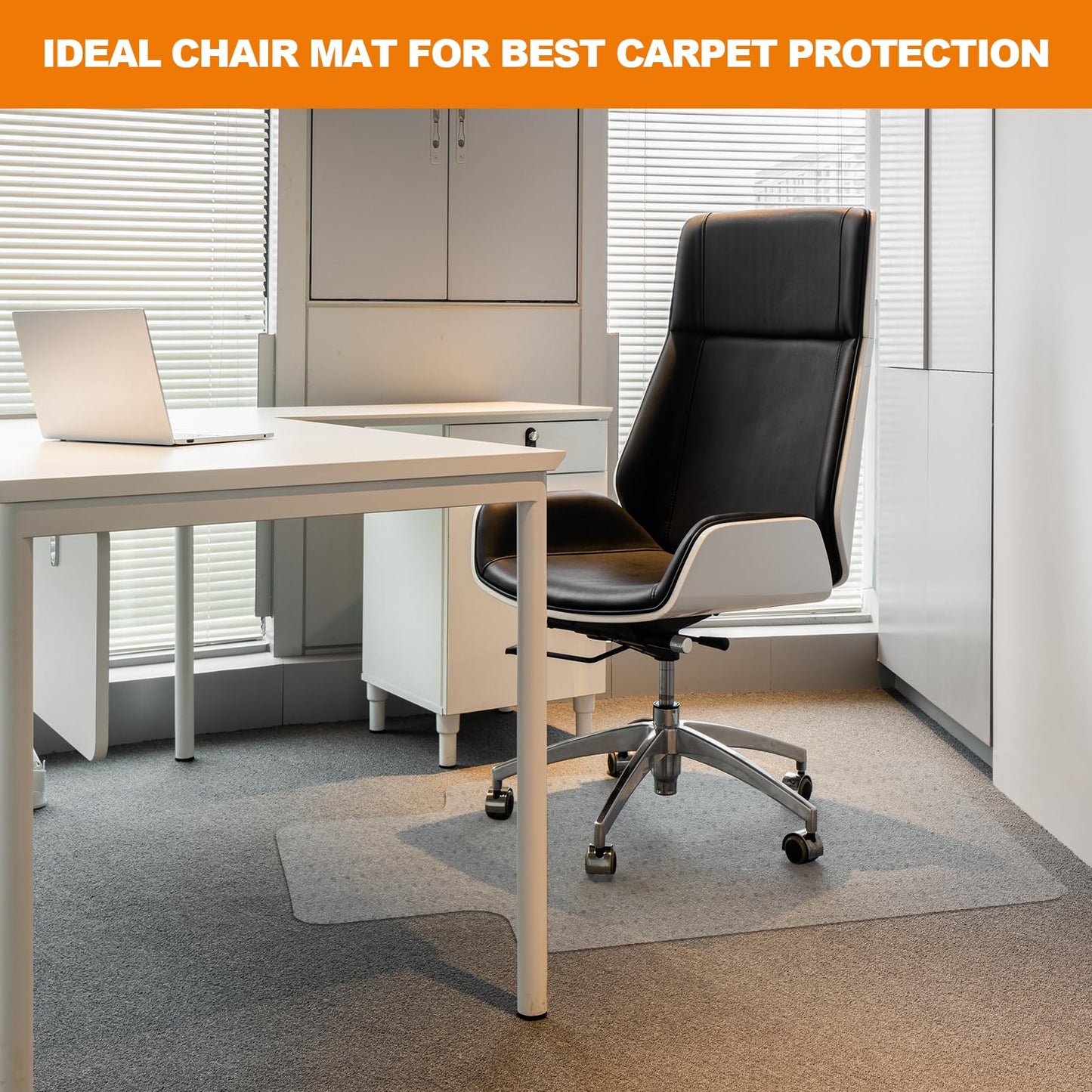 Thickened Chair Mat for Carpet- Low Pile Carpet Protector for Office Computer Desk Chair. Heavy Duty Desk Chair Mat for Carpeted Floors. Clear (with Lip, 47.5"X35.5"X0.15“)