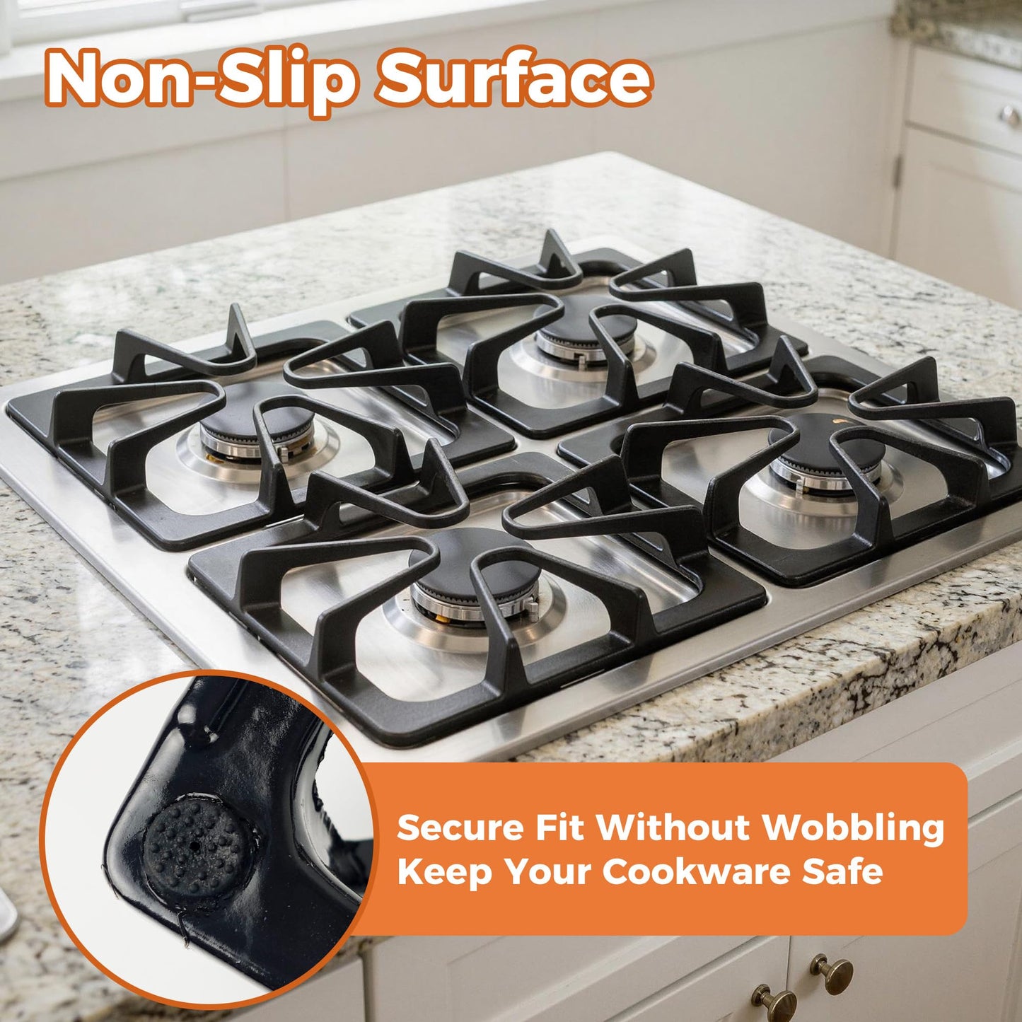 4 Pack W10447925 Burner Grates for Whirlpool Gas Range - 8.3 x 8.8 IN Upgraded Cast Iron Cooktop Grates Compatible with Kenmore Maytag Amana and Inglis Stoves Gas Stove Top Burner Rack