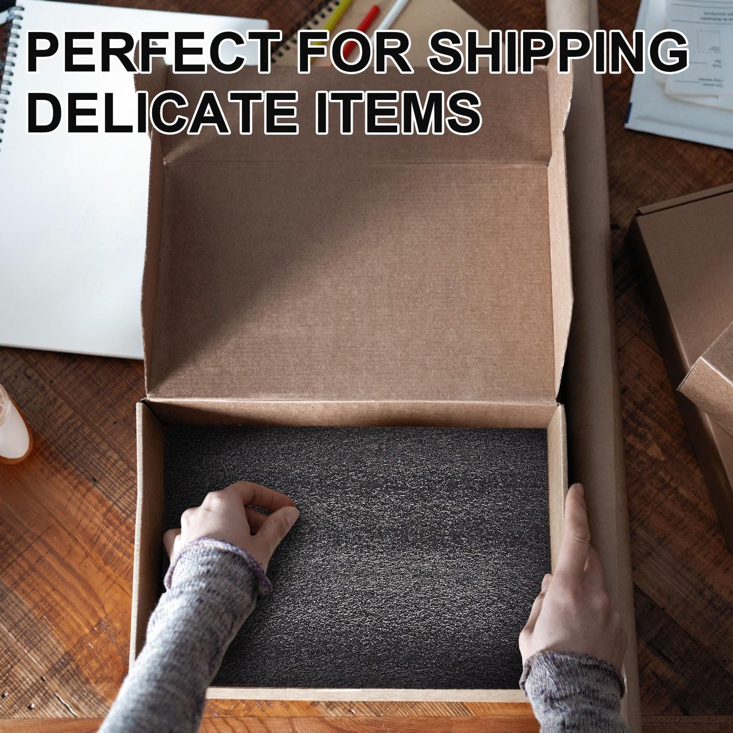 Frienda 24 Pcs 12" x 8" x 0.5" Polyethylene Foam Sheet Thick Black Packing Foam Padding Customizable PE Board Cushion Inserts for Cases Craft Shipping Moving DIY Projects Toolbox Storage