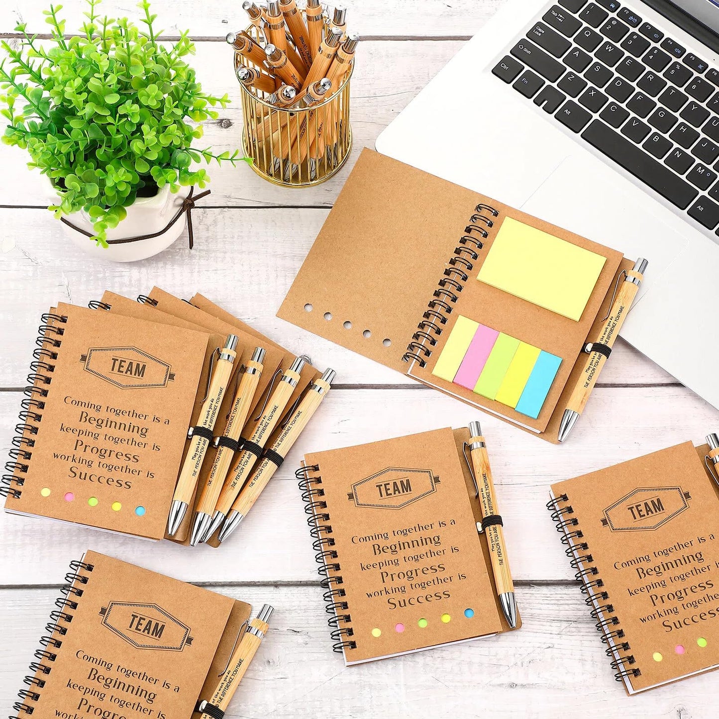 36 Sets Inspirational Spiral Notebook Set - Motivational Pocket Journals with Bamboo Pens - Team Appreciation Gifts for Employees and Coworkers - Bulk Thank You Notepads for Gratitude Encouragement