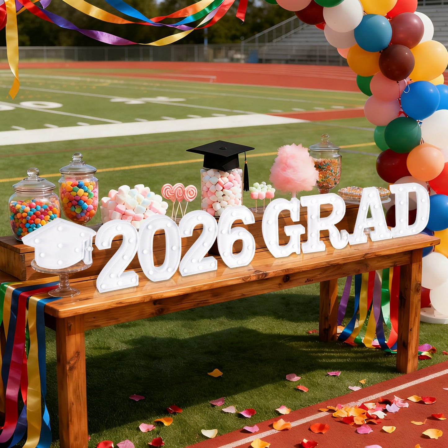 2026 Graduation Decorations, Grad Light Up Letters for 2026 Graduation Party Decorations, Grad 2026 and a Cap 2026, Kindergarten Preschool High School College Wall Table Decor Party Supplies