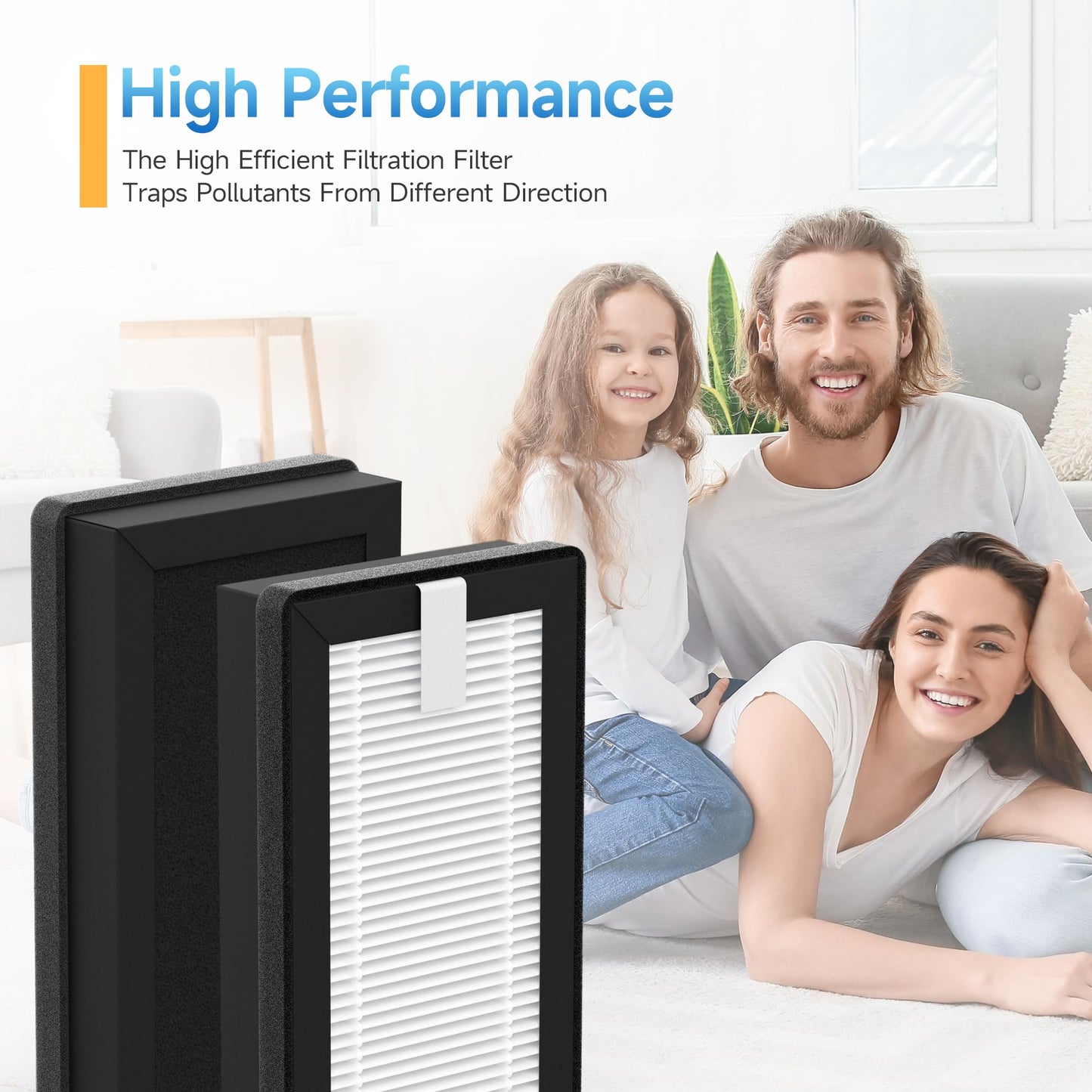 Air filter Replacement Compatible with EyeVac Air 2in1 Air Puri-fier, 2-in-1 Filtration with Activated Carbon Filter(4-pack)