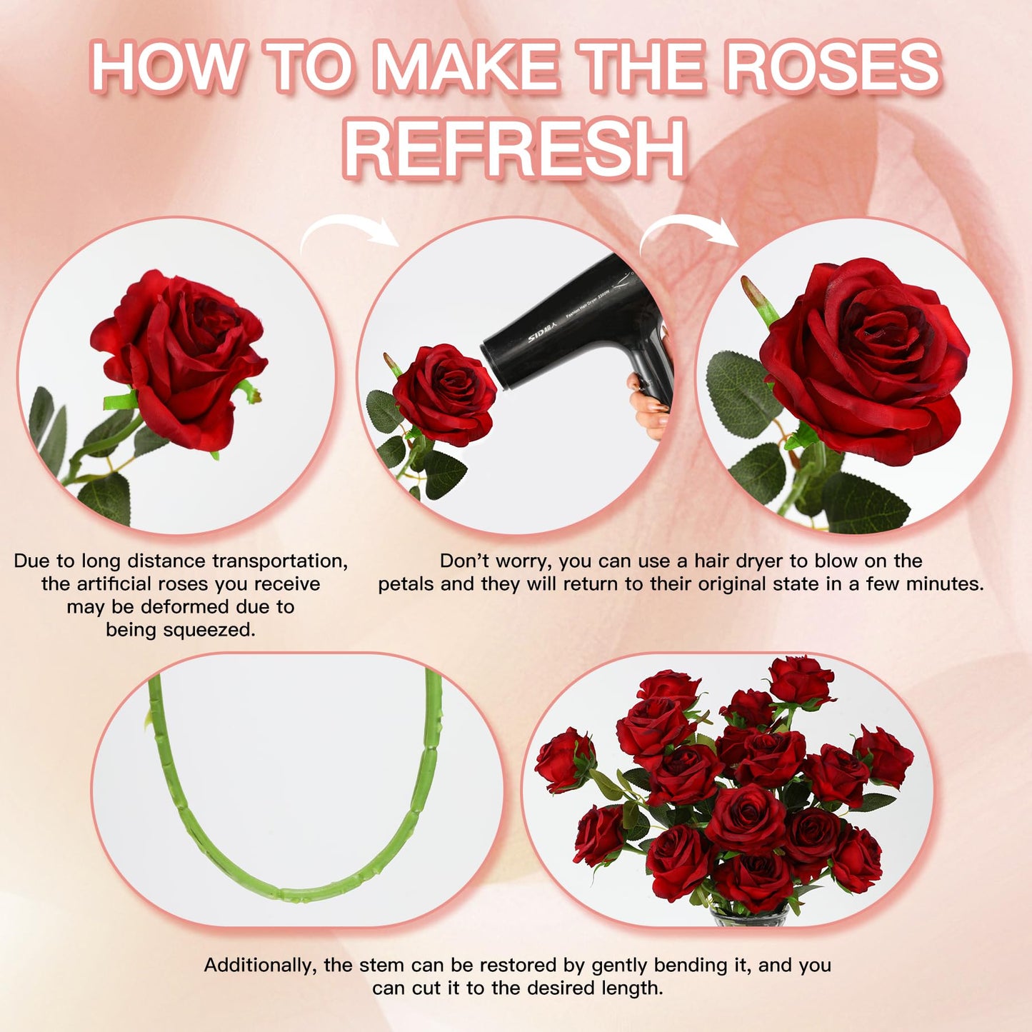 Nubry 50pcs Artificial Burgundy Roses Bulk, Fake Red Roses Flower with Stems Realistic Flowers for Wedding Centerpiece Home Party Decor(Burgundy)