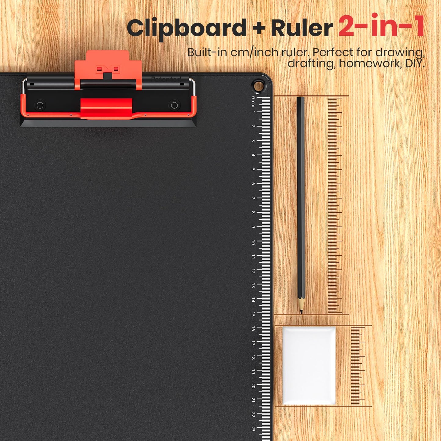 Clipboard with Pen Holder, Aluminum Frame & 2-in-1 Upgraded Clip, A4 Size 12.5 x 9 Inch, Heavy Duty Portable Writing Board with Anti-Slip Backing, for Office School Classroom Doctor Coach(4 Pack)