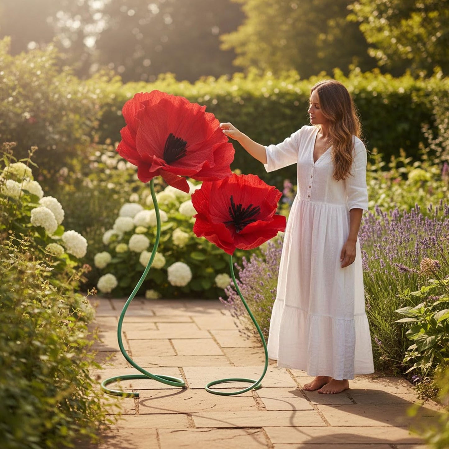 Maysing 3 Pcs 5ft Large Paper Red Poppy Flowers Halloween Giant Artificial Poppies Standing Huge Handcrafted Poppy Flowers Wicked Party Decoration for Garden Hotel Office Wicked Birthday Party Wedding