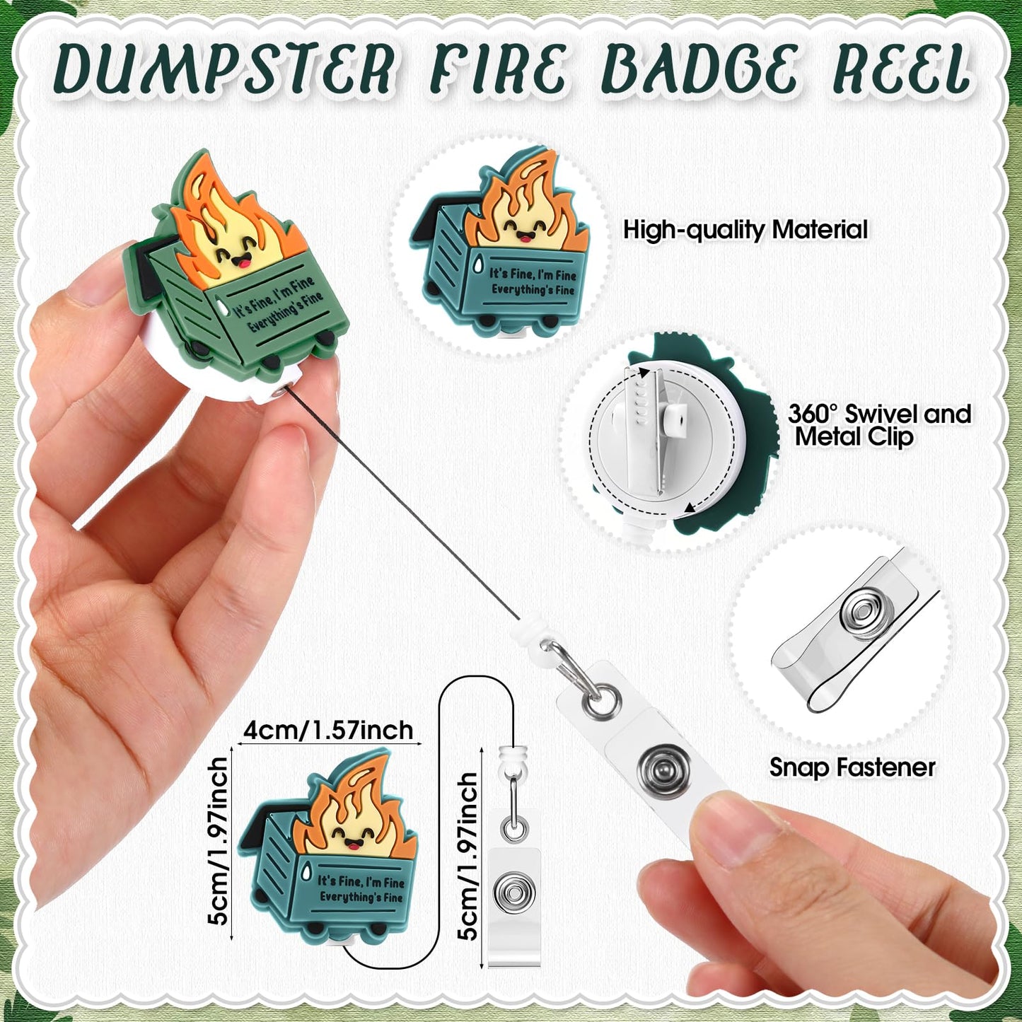 48 Sets Dumpster Fire CNA Week Gifts Dumpster Fire Badge Reel and Pens Bookmark Funny EMS Gifts Retractable Badge Holder for Graduation Response Team Office Nurse Teacher Employee Coworker