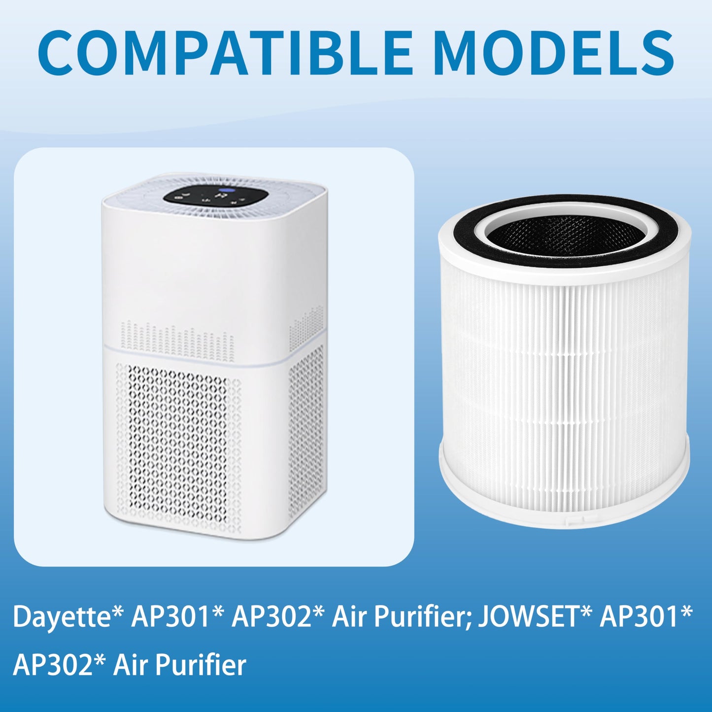 Alvamoyle AP301 AP302 Replacement Filter, Compatible with Dayette AP301 AP302 and JOWSET AP301 AP302 Air Purifier, 2Pack (AP301 AP302 Filter 2Pack)